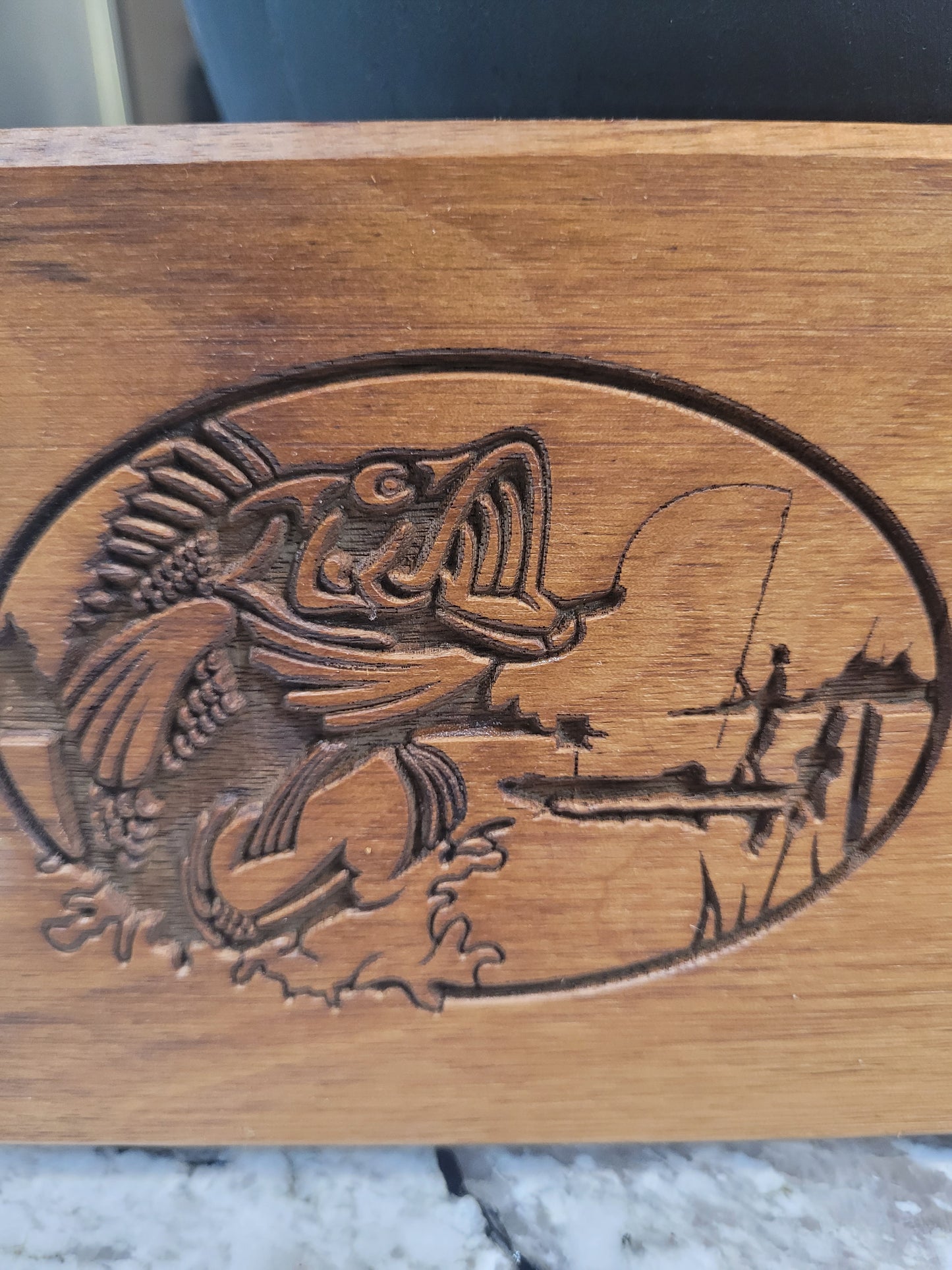 Walnut Beverage Holder with Laser-Engraved Bass