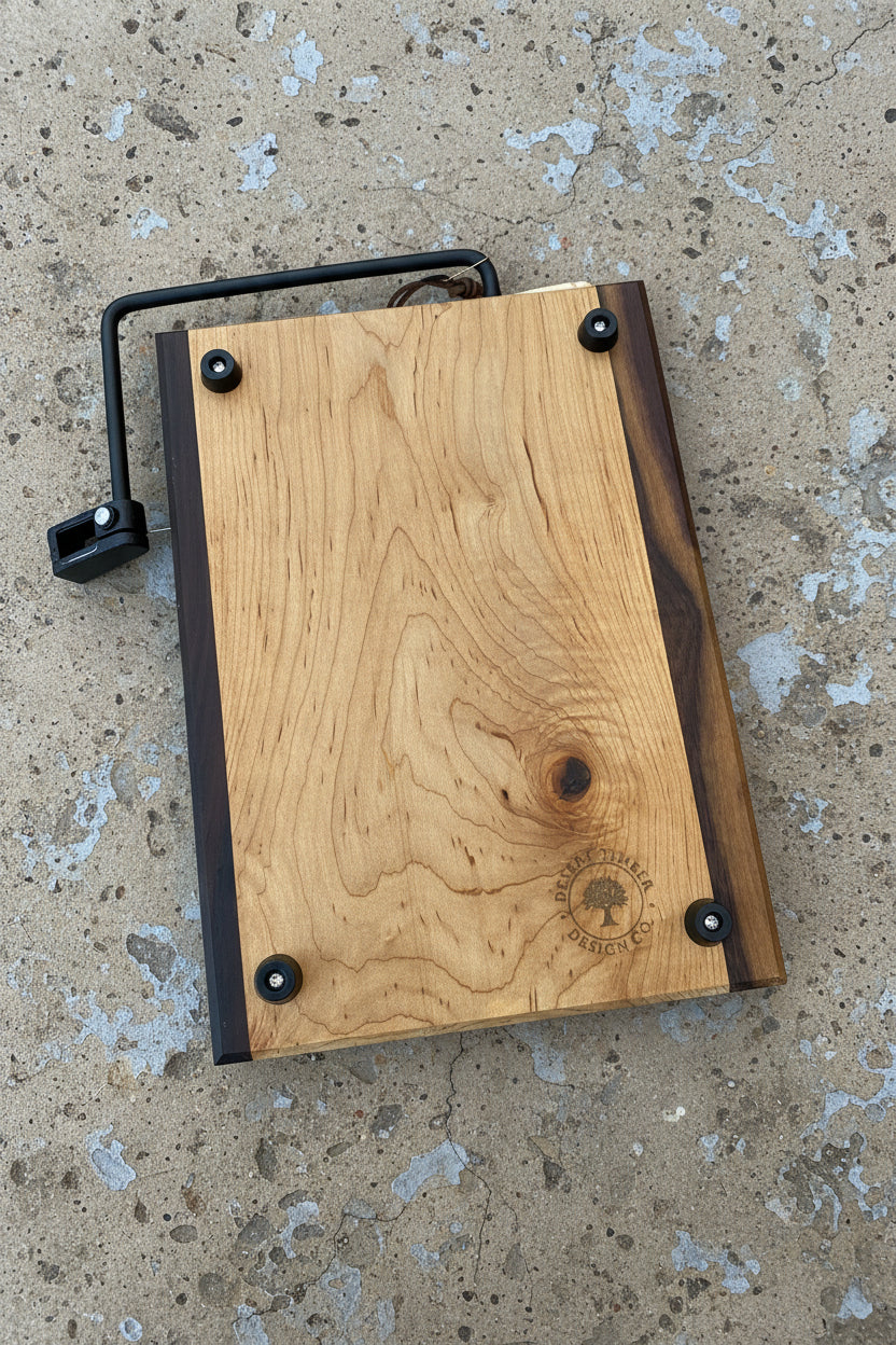 Wooden box with metal brackets on a concrete surface