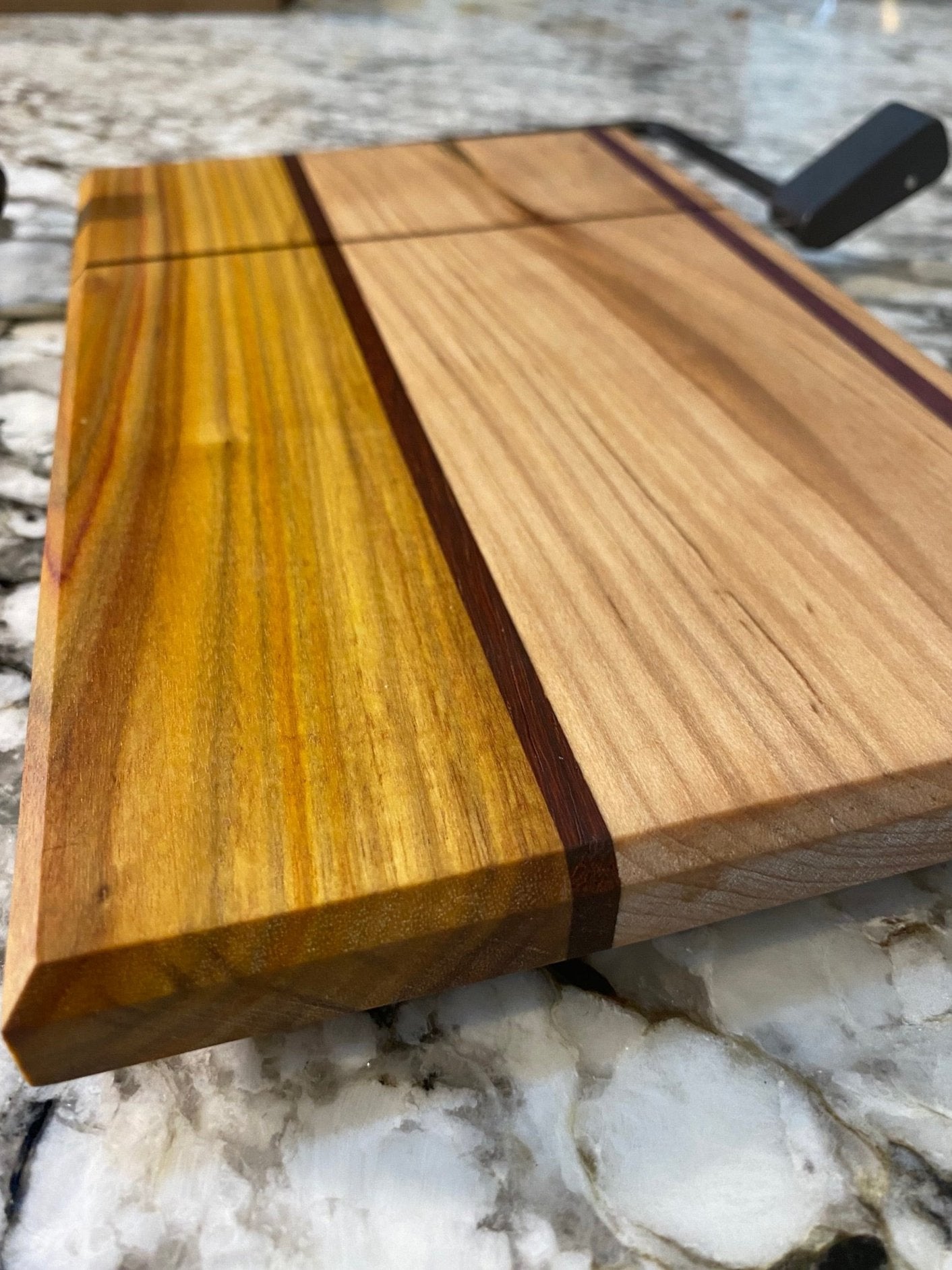 Exotic Wood Cheese Board Cutter with Canary, Purple Heart and Maple