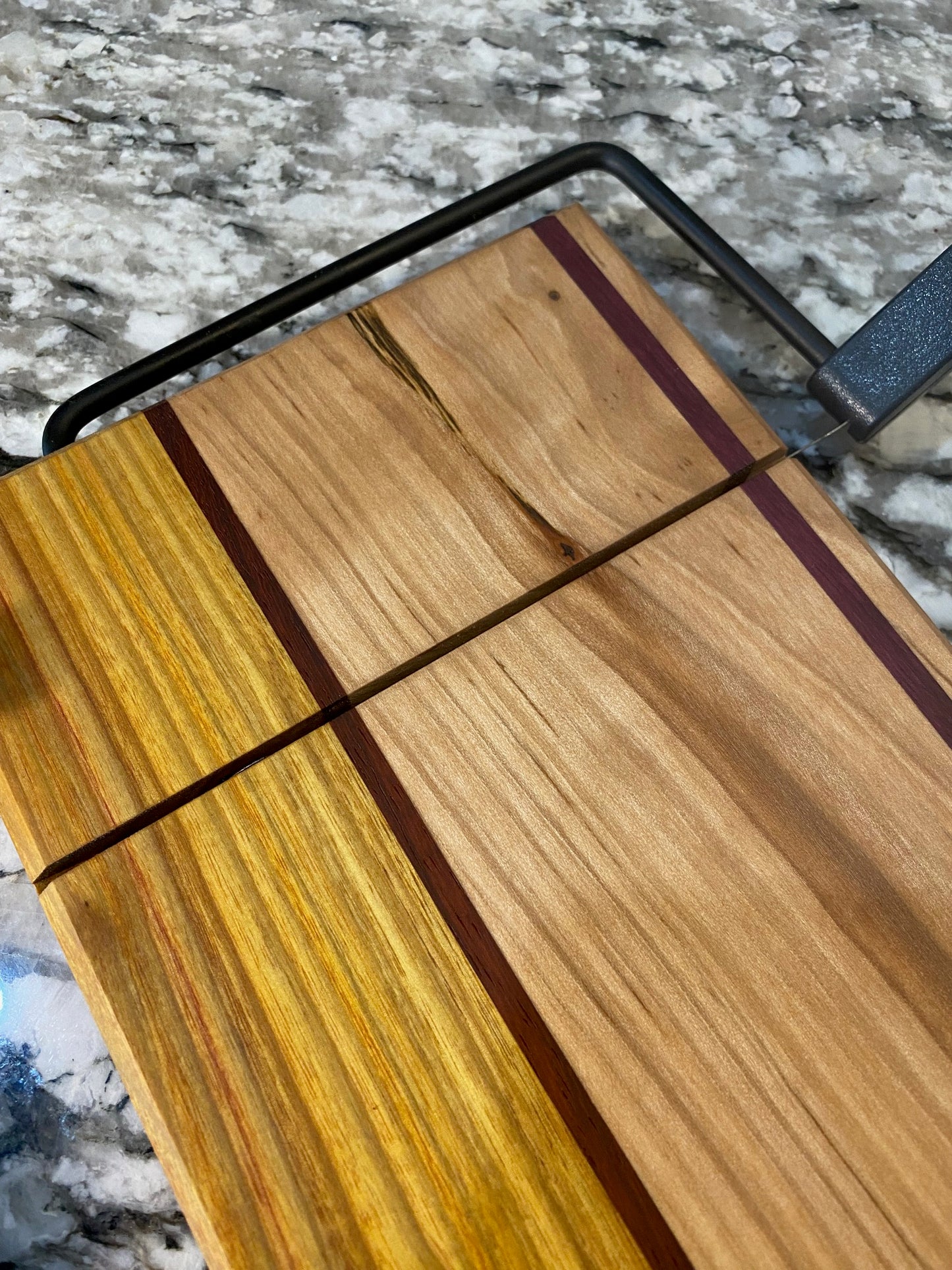 Exotic Wood Cheese Board Cutter with Canary, Purple Heart and Maple