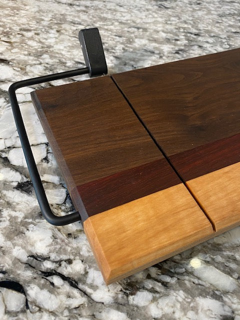 Exotic Wood Cheese Board Cutter with Walnut, Padauk, Maple