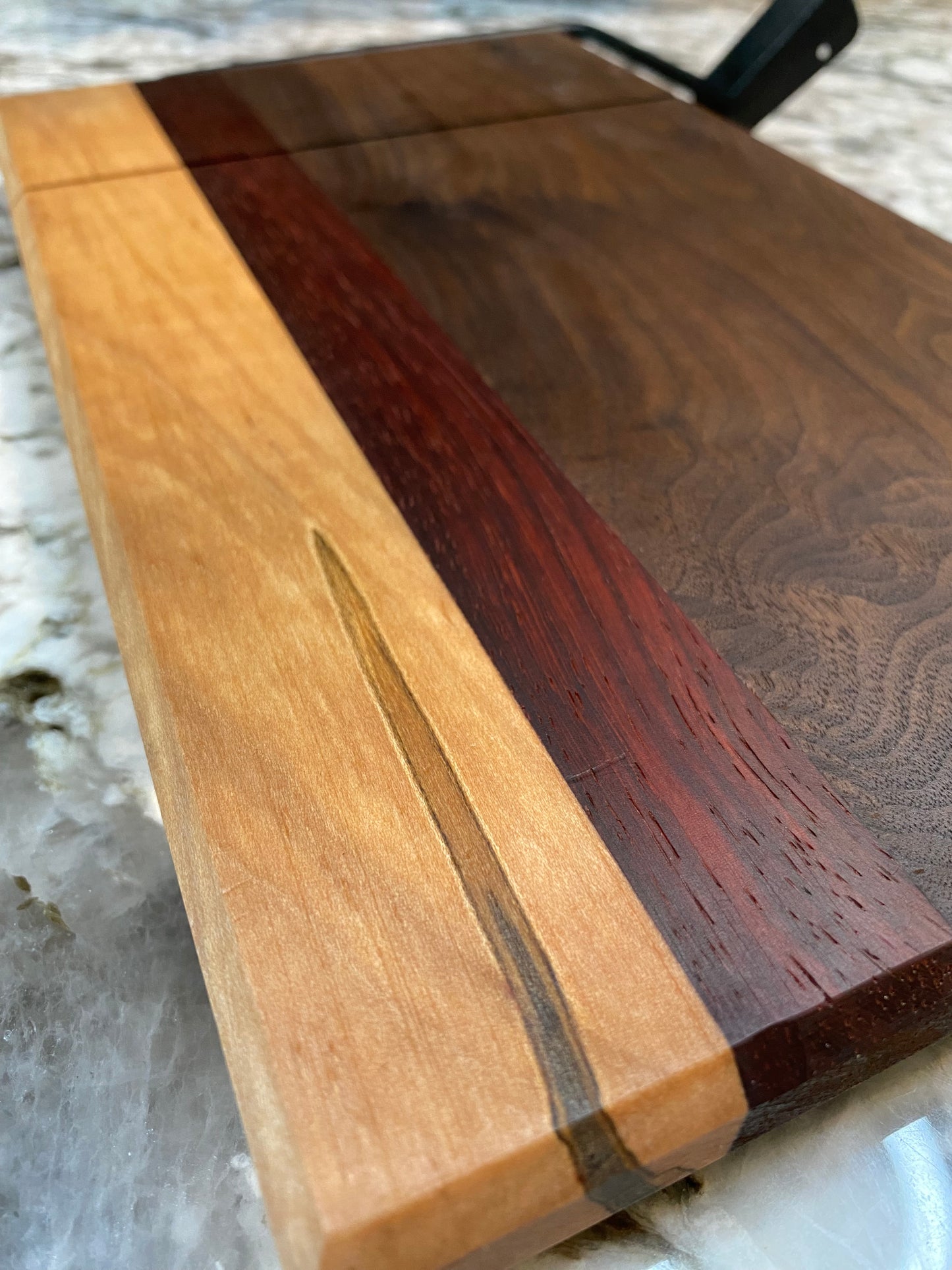 Exotic Wood Cheese Board Cutter with Walnut, Padauk, Maple