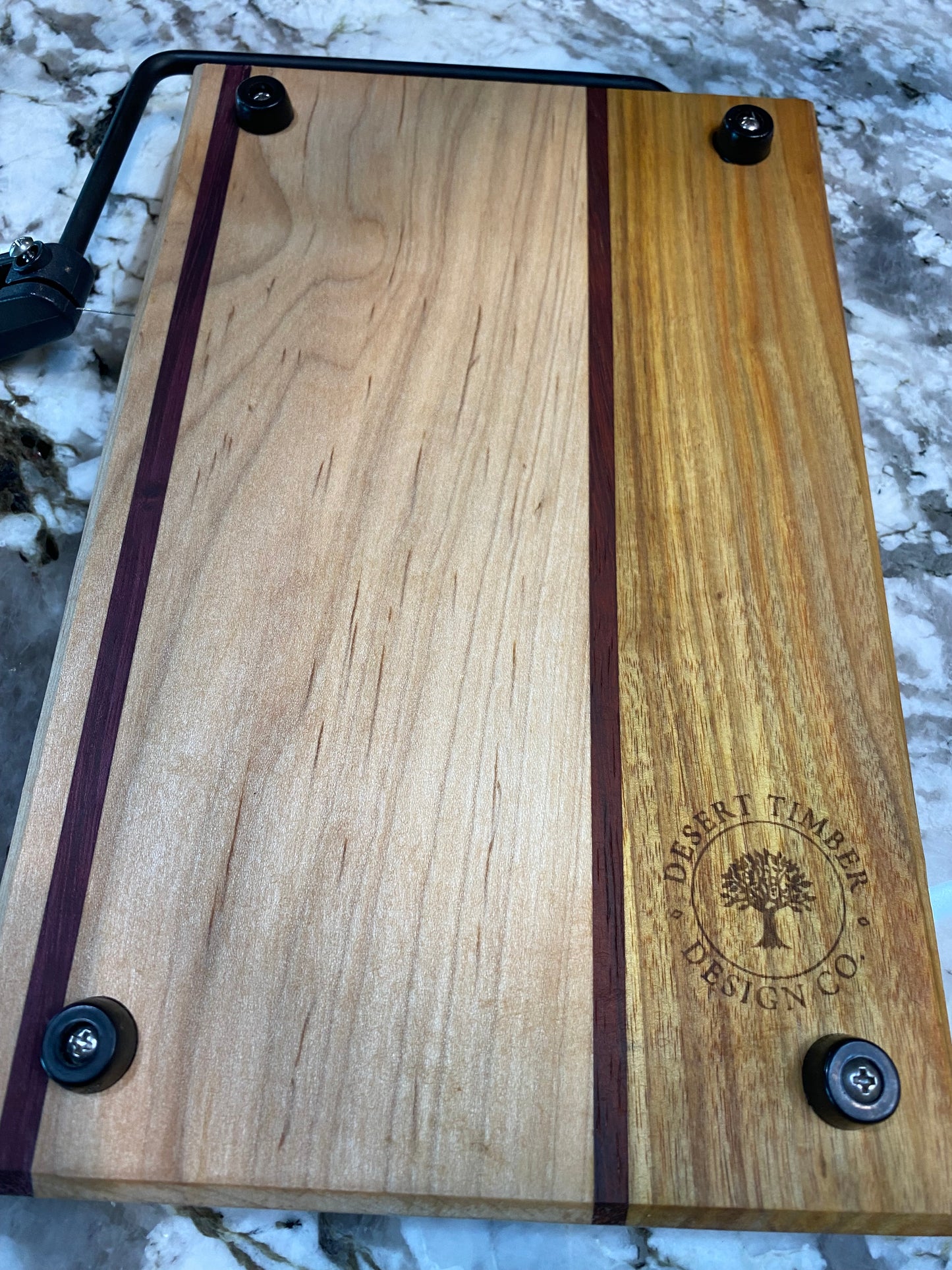 Exotic Wood Cheese Board Cutter with Canary, Purple Heart and Maple
