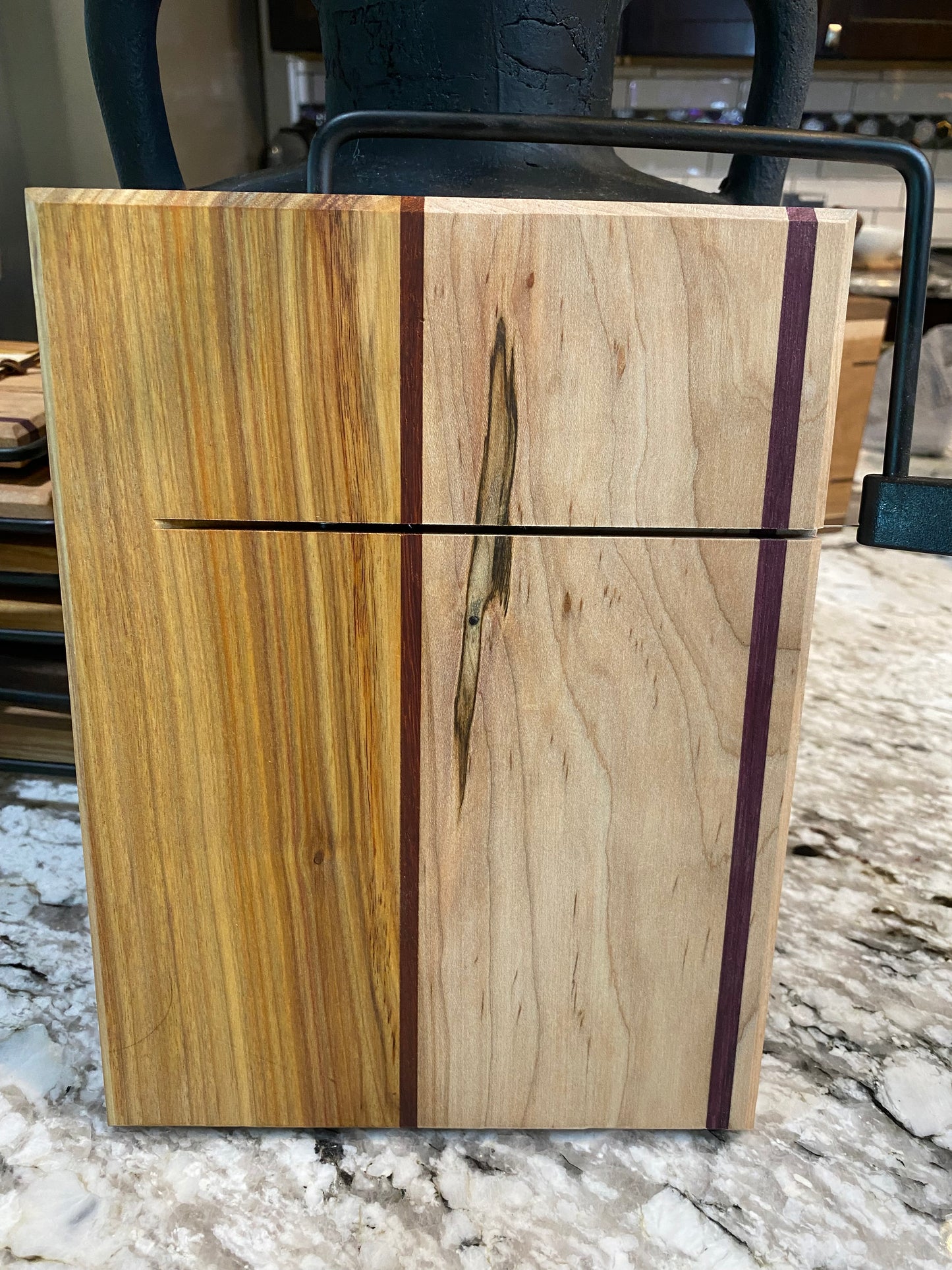 Exotic Wood Cheese Board Cutter with Canary, Purple Heart and Maple