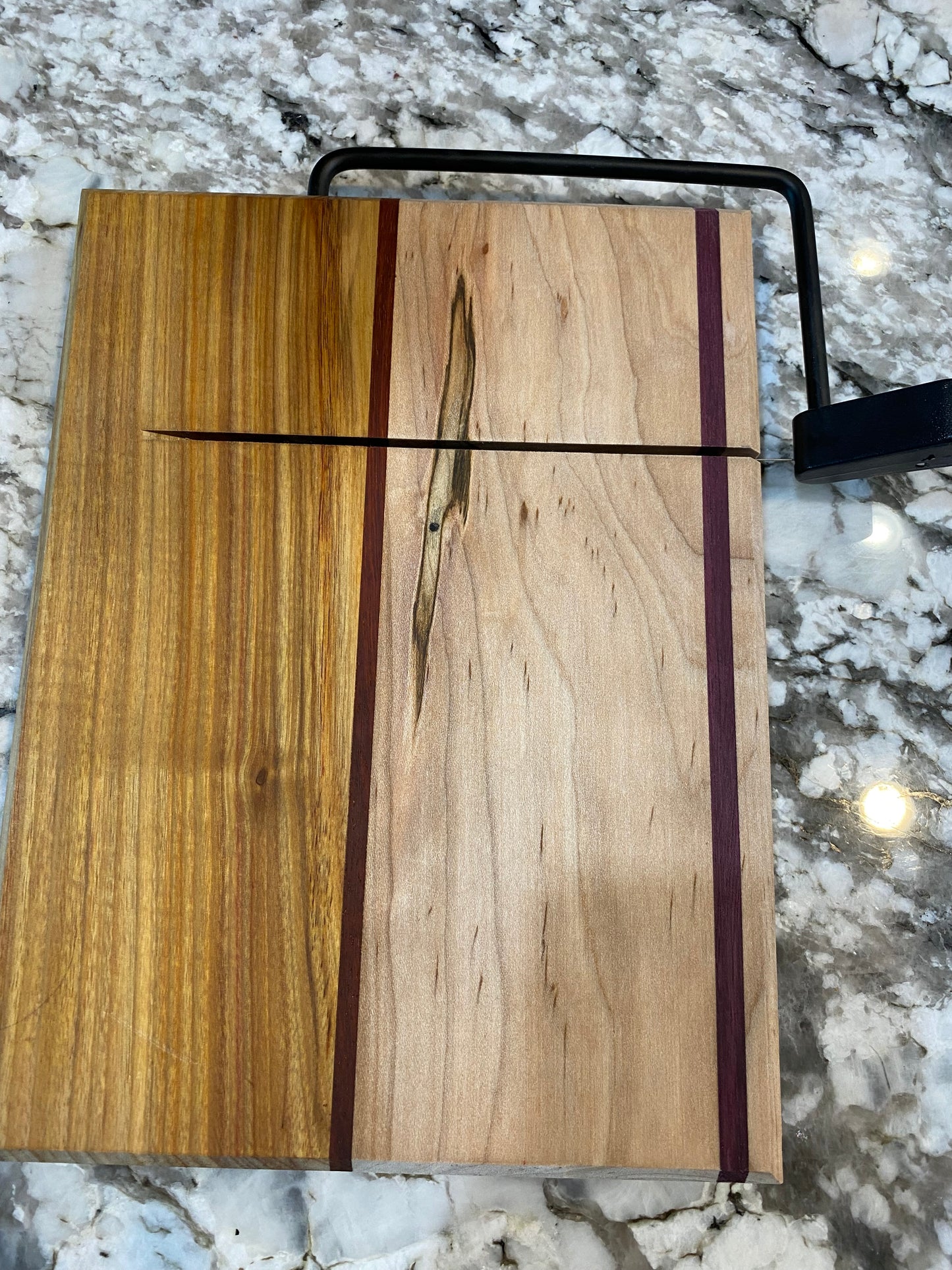 Exotic Wood Cheese Board Cutter with Canary, Purple Heart and Maple