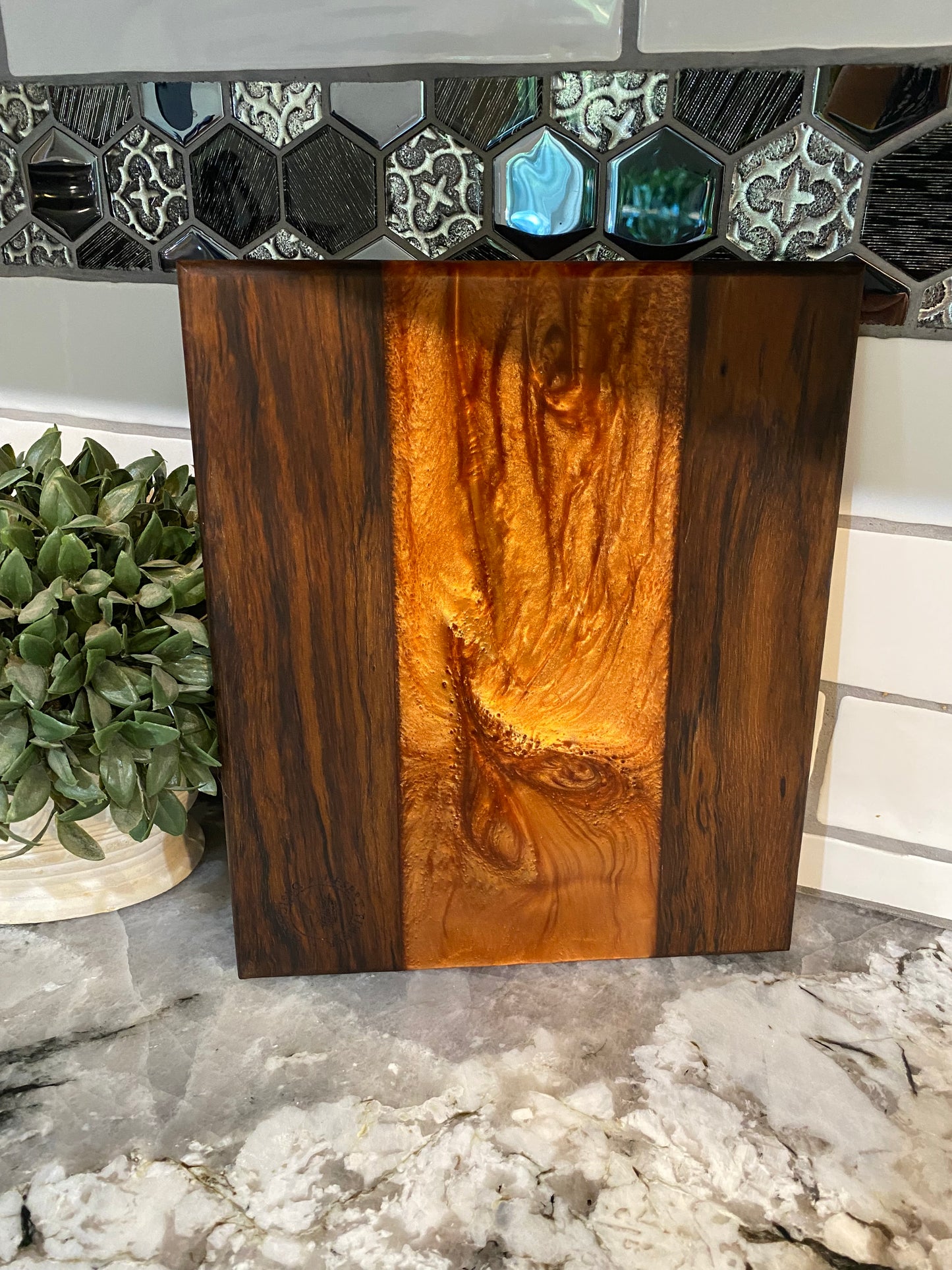 Charcuterie Board Copper Resin and Premium Walnut