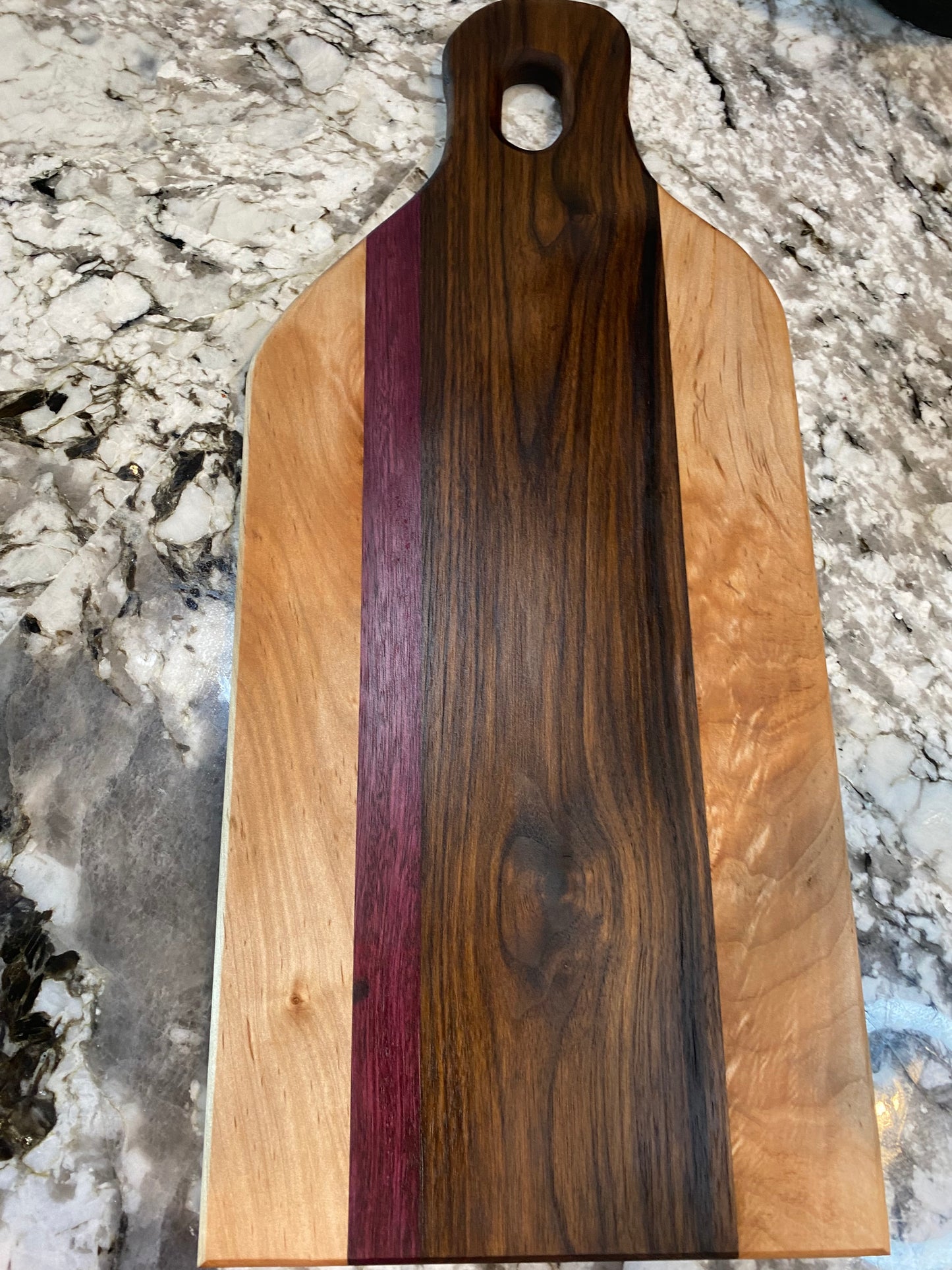 Charcuterie Board Long featuring Morado, Purple Heart and Abrosia Maple