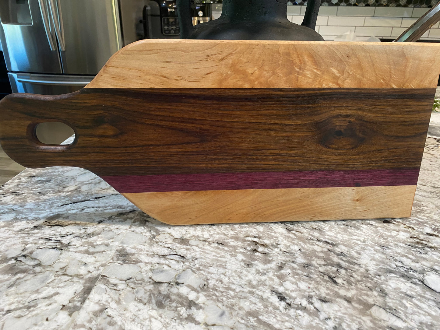 Charcuterie Board Long featuring Morado, Purple Heart and Abrosia Maple