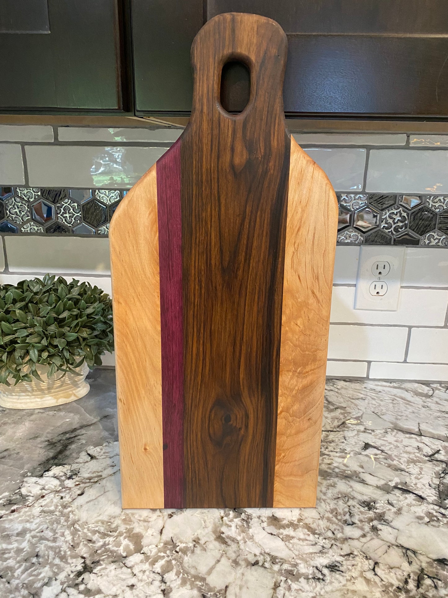 Charcuterie Board Long featuring Morado, Purple Heart and Abrosia Maple