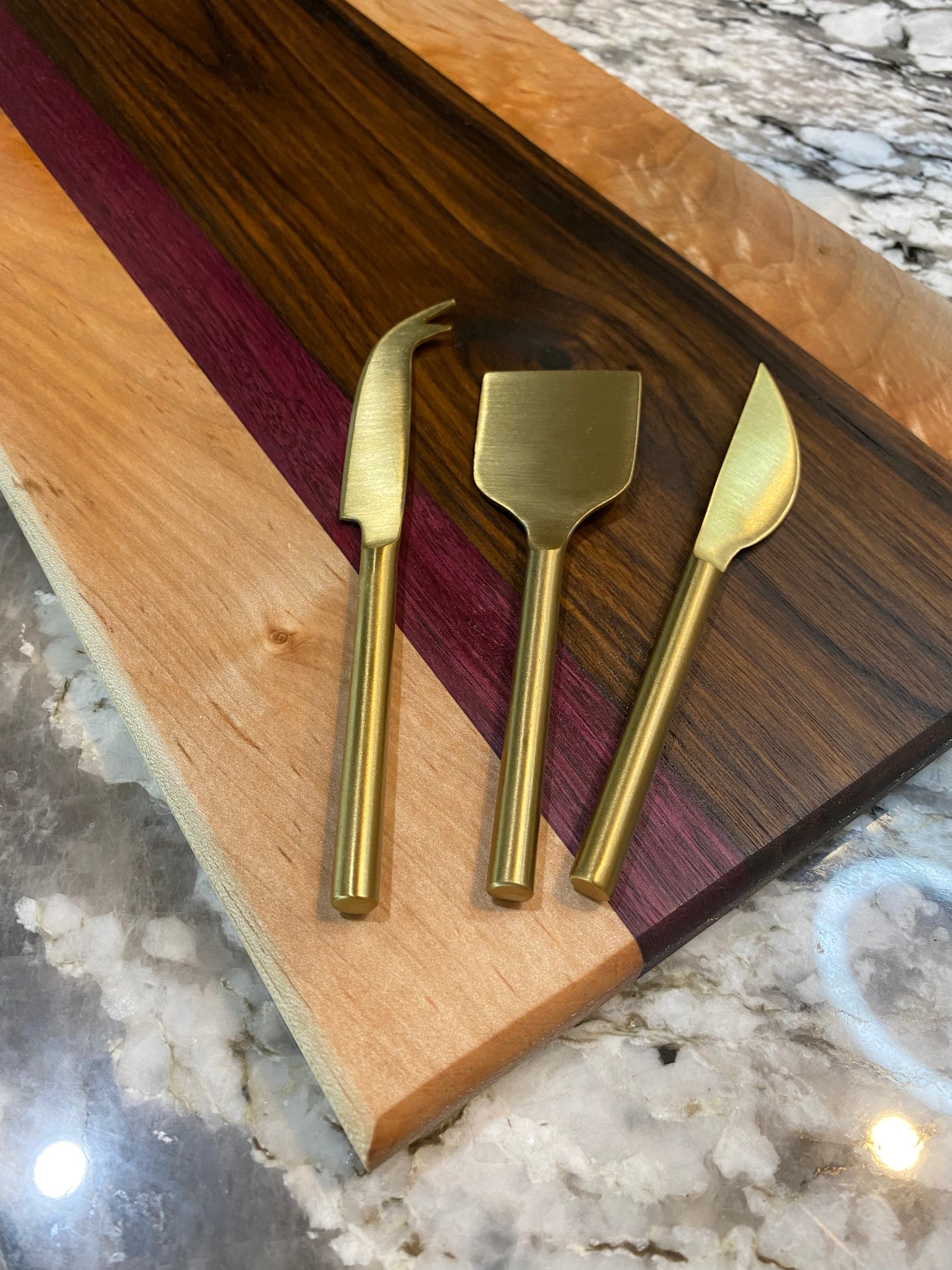 Charcuterie Board Long featuring Morado, Purple Heart and Abrosia Maple