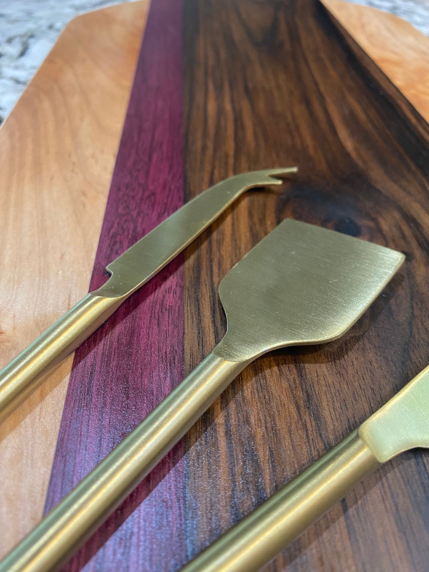 Charcuterie Board Long featuring Morado, Purple Heart and Abrosia Maple