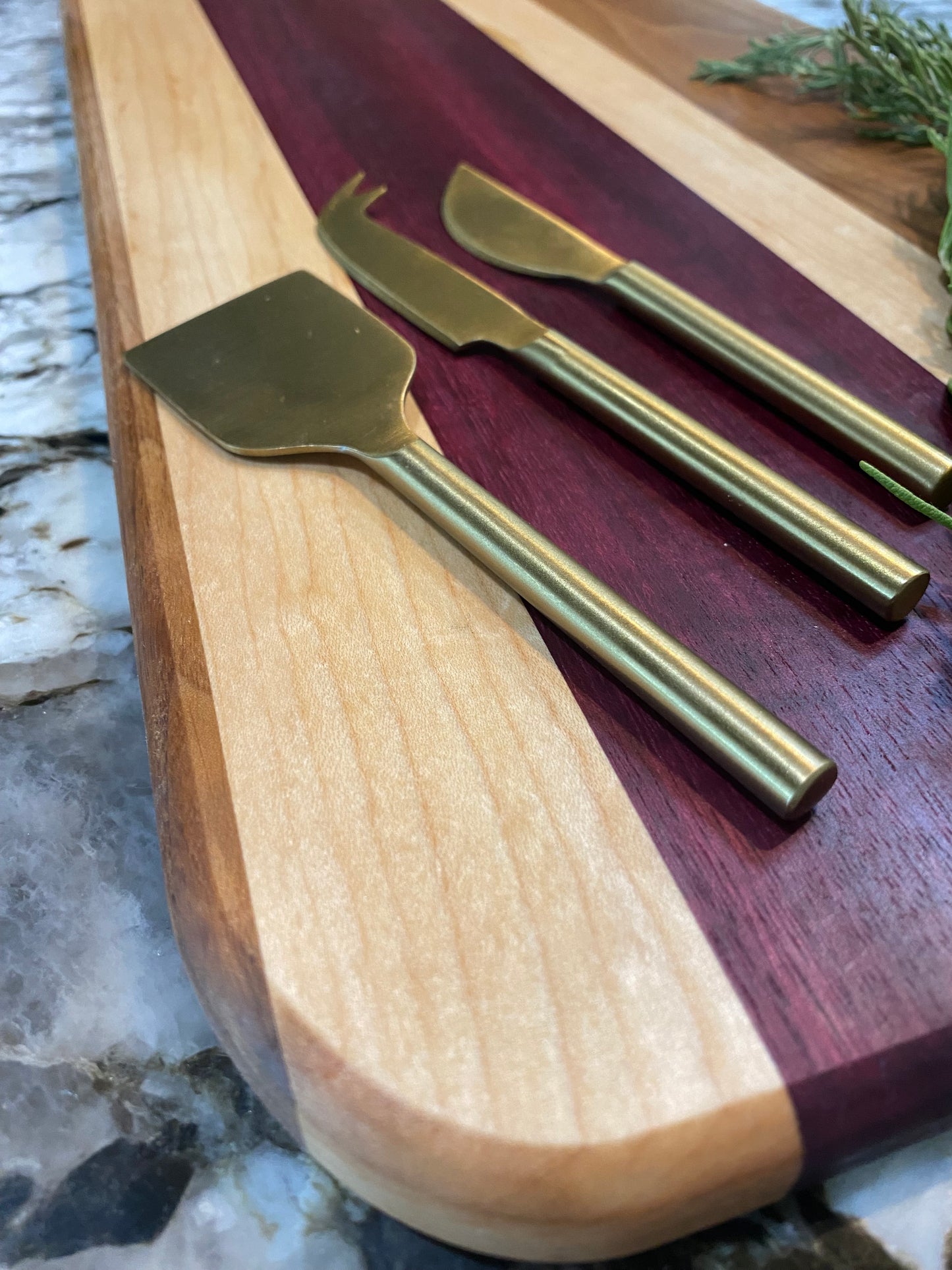 Exotic Purple Heart, Walnut and Maple Charcuterie Board