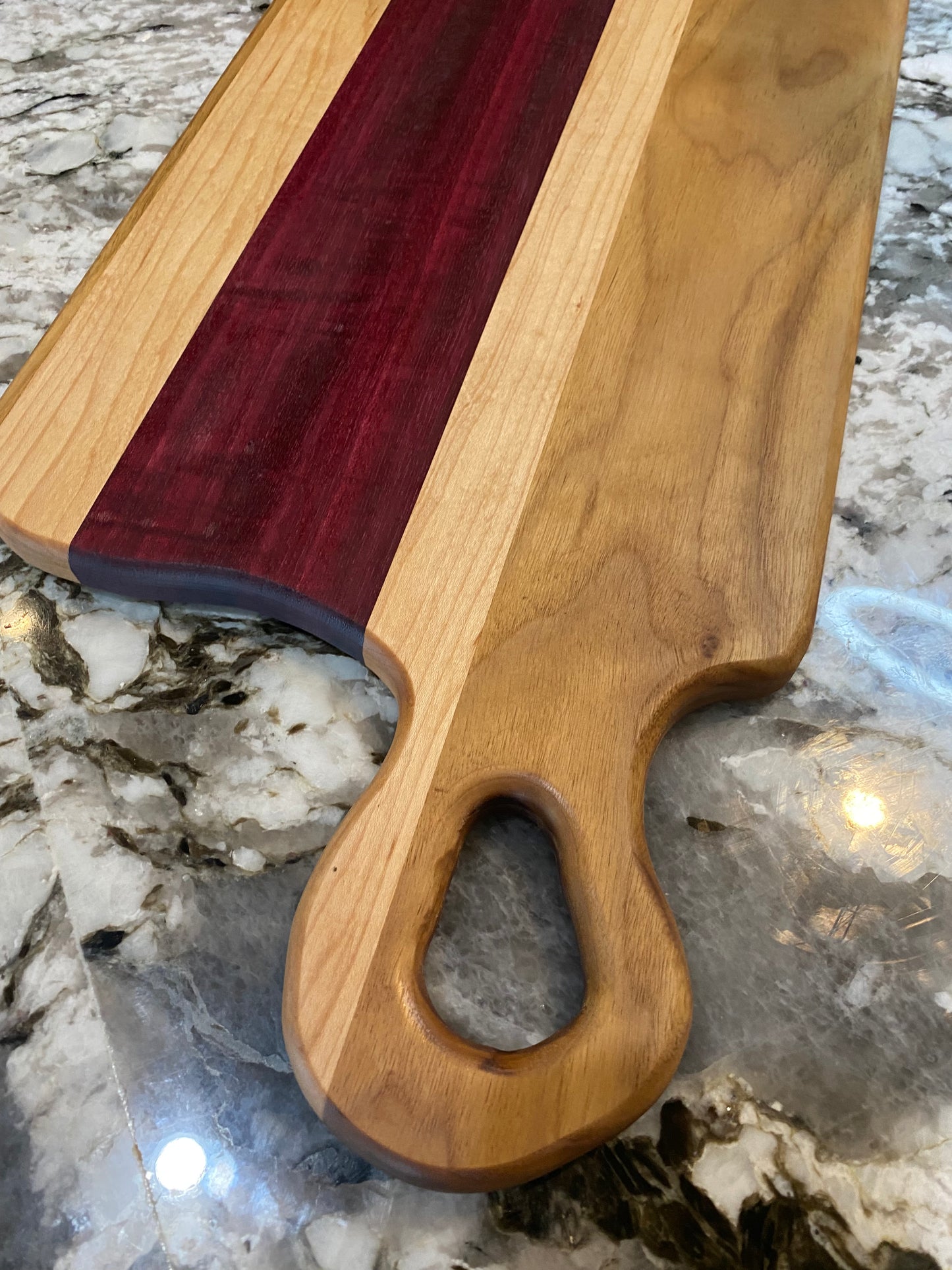 Exotic Purple Heart, Walnut and Maple Charcuterie Board