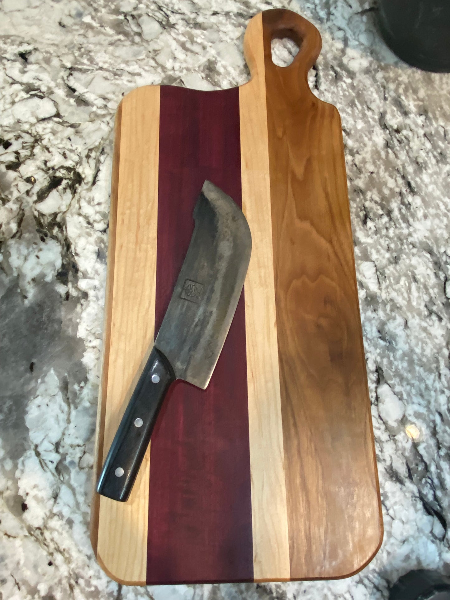 Exotic Purple Heart, Walnut and Maple Charcuterie Board