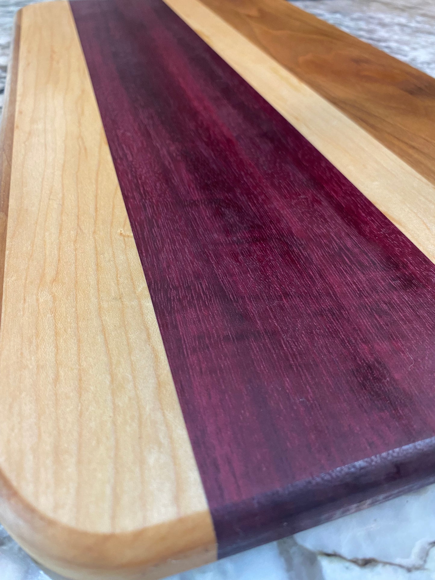 Exotic Purple Heart, Walnut and Maple Charcuterie Board