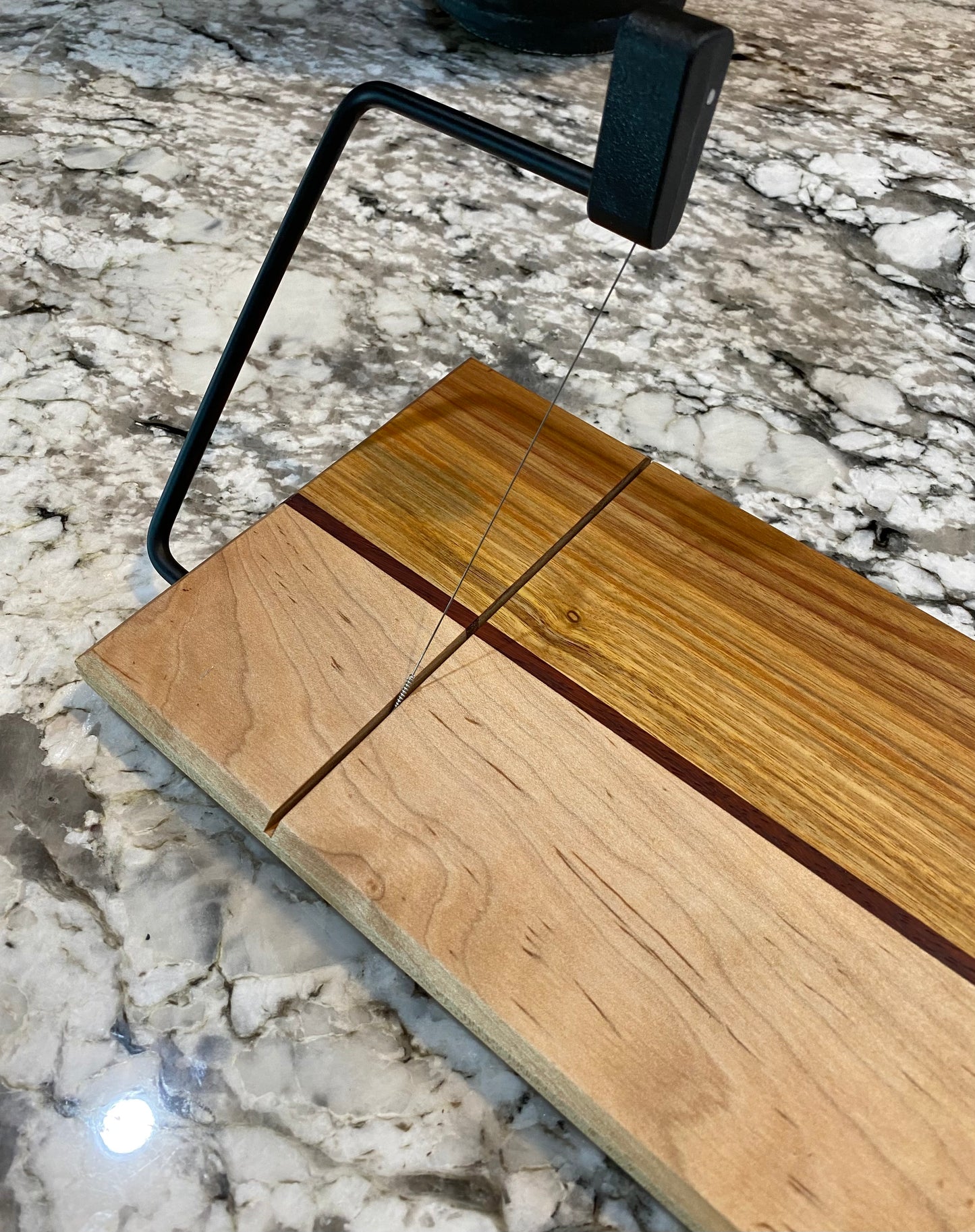 Exotic Wood Cheese Board Cutter with Canary, Purple Heart and Maple