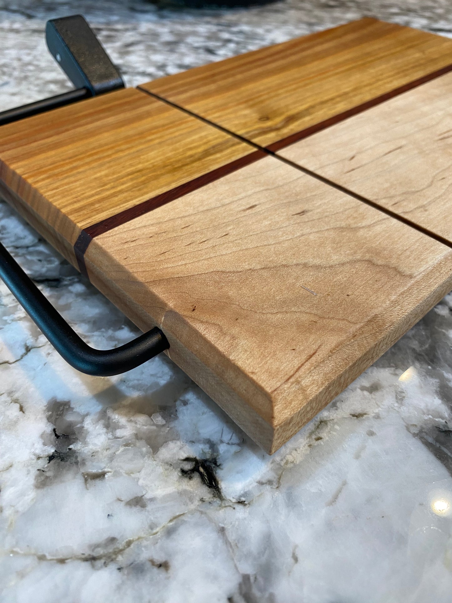 Exotic Wood Cheese Board Cutter with Canary, Purple Heart and Maple