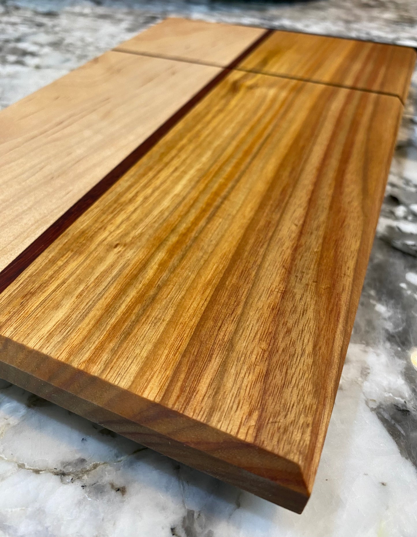 Exotic Wood Cheese Board Cutter with Canary, Purple Heart and Maple