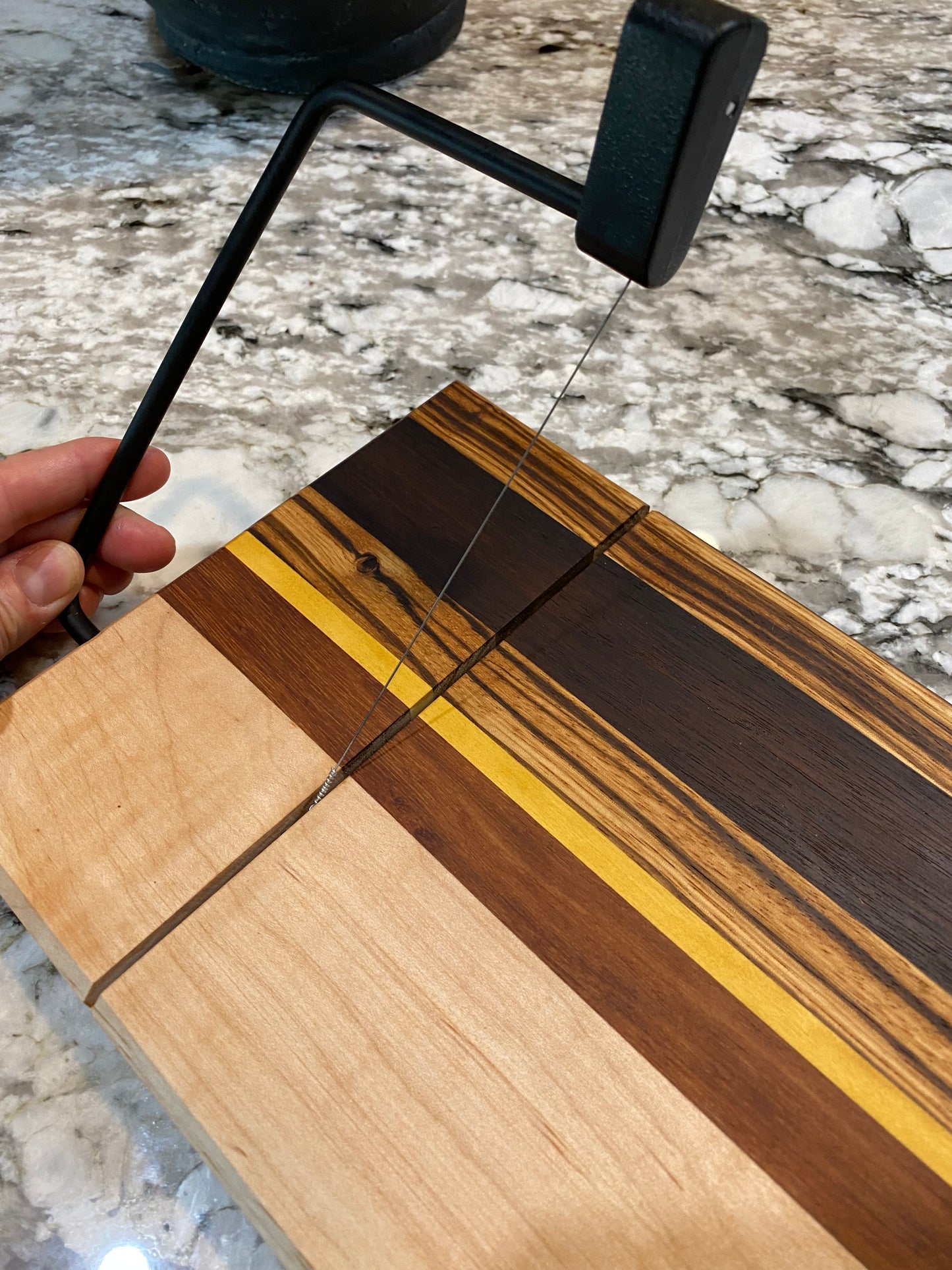 Exotic Wood Cheese Board Cutter with Maple, Granadillo, Yellow Heart, Zebra and Roasted Walnut