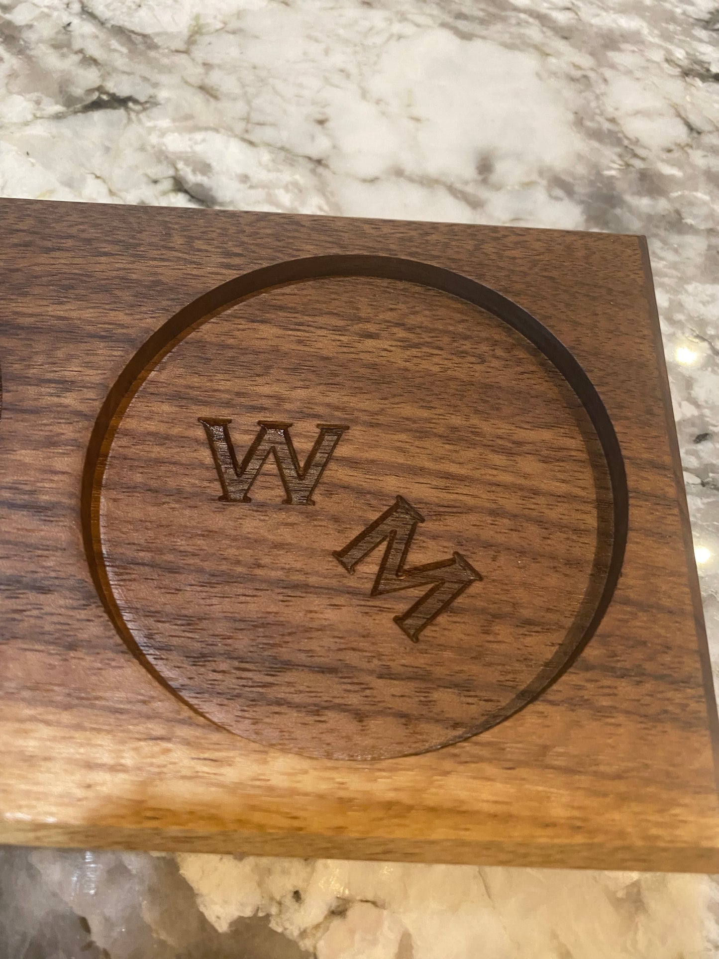 Walnut Beverage Holder with Laser-Engraved Custom Design