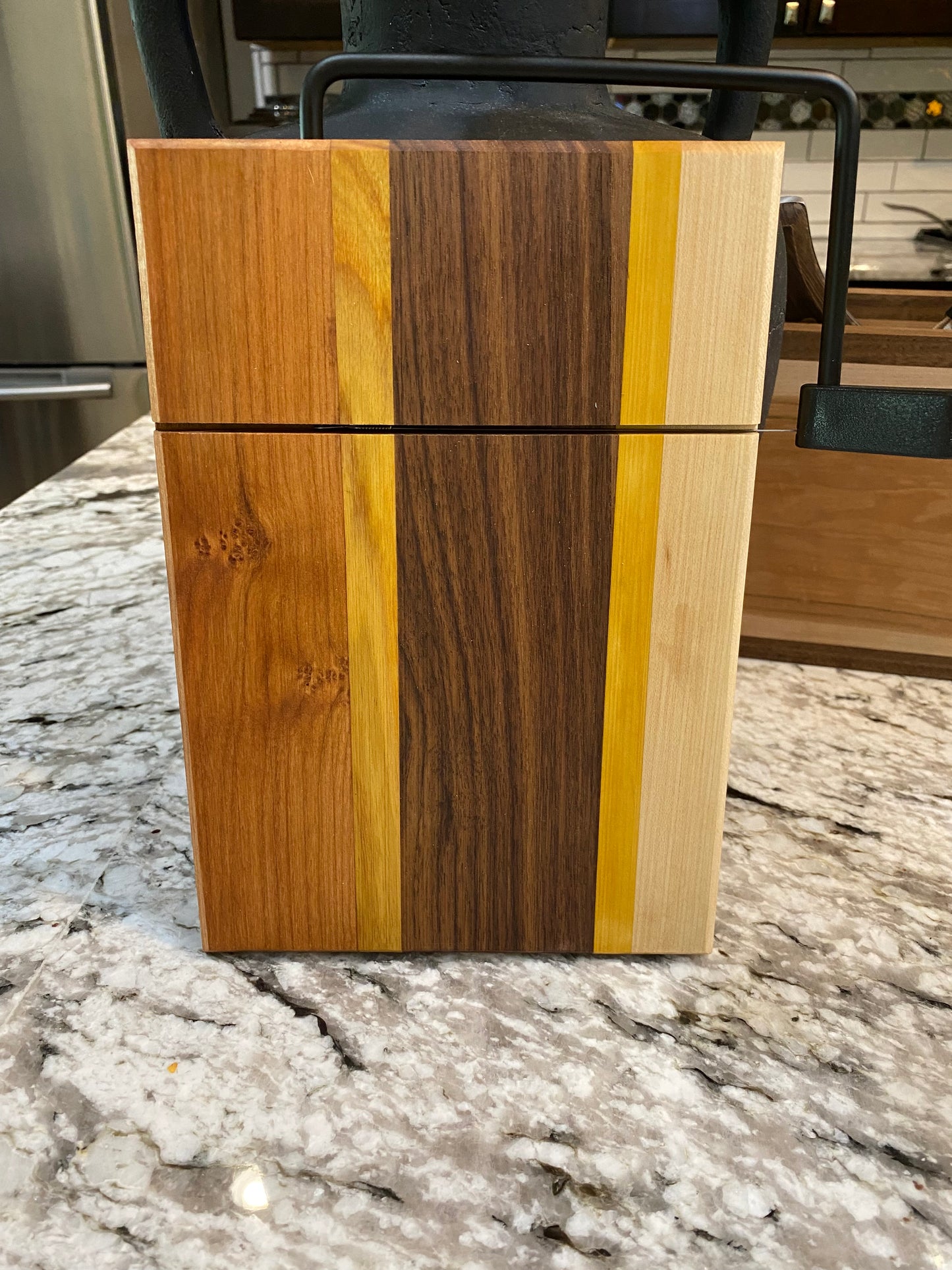Exotic Wood Cheese Board Cutter with Cherry, Canary, Walnut, Yellow Heart and Maple