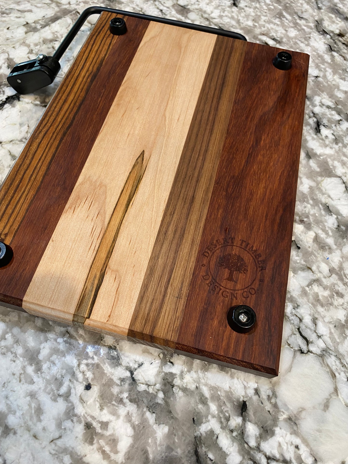 Exotic Wood Cheese Board Cutter with Granadillo, Walnut, Ambrosia Maple, and Zebra