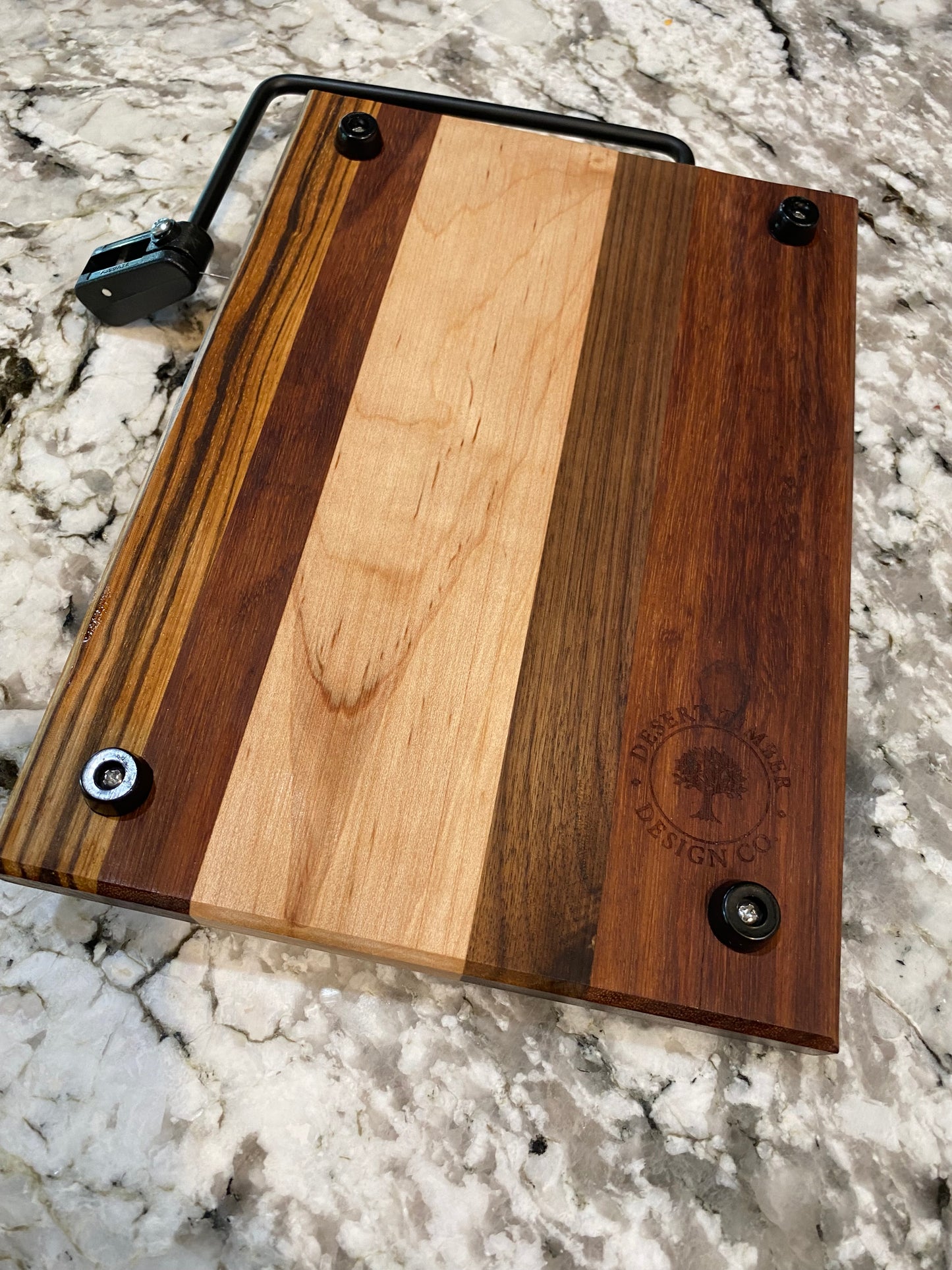 Exotic Wood Cheese Board Cutter with Granadillo, Walnut, Ambrosia Maple, and Zebra