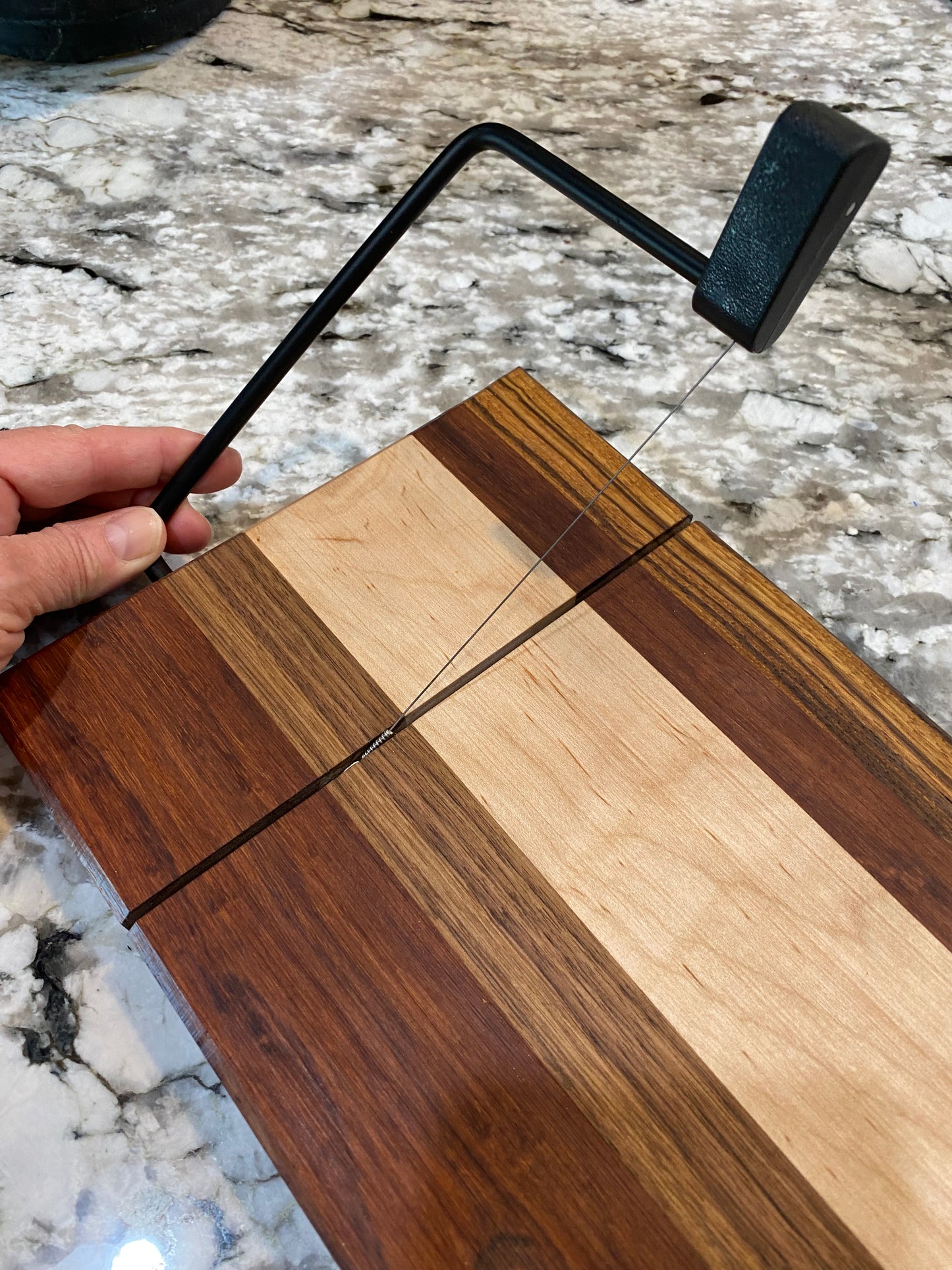 Exotic Wood Cheese Board Cutter with Granadillo, Walnut, Ambrosia Maple, and Zebra