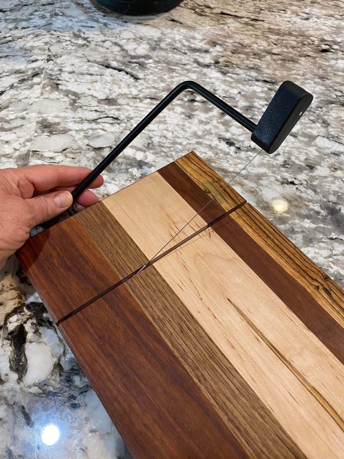 Exotic Wood Cheese Board Cutter with Granadillo, Walnut, Ambrosia Maple, and Zebra