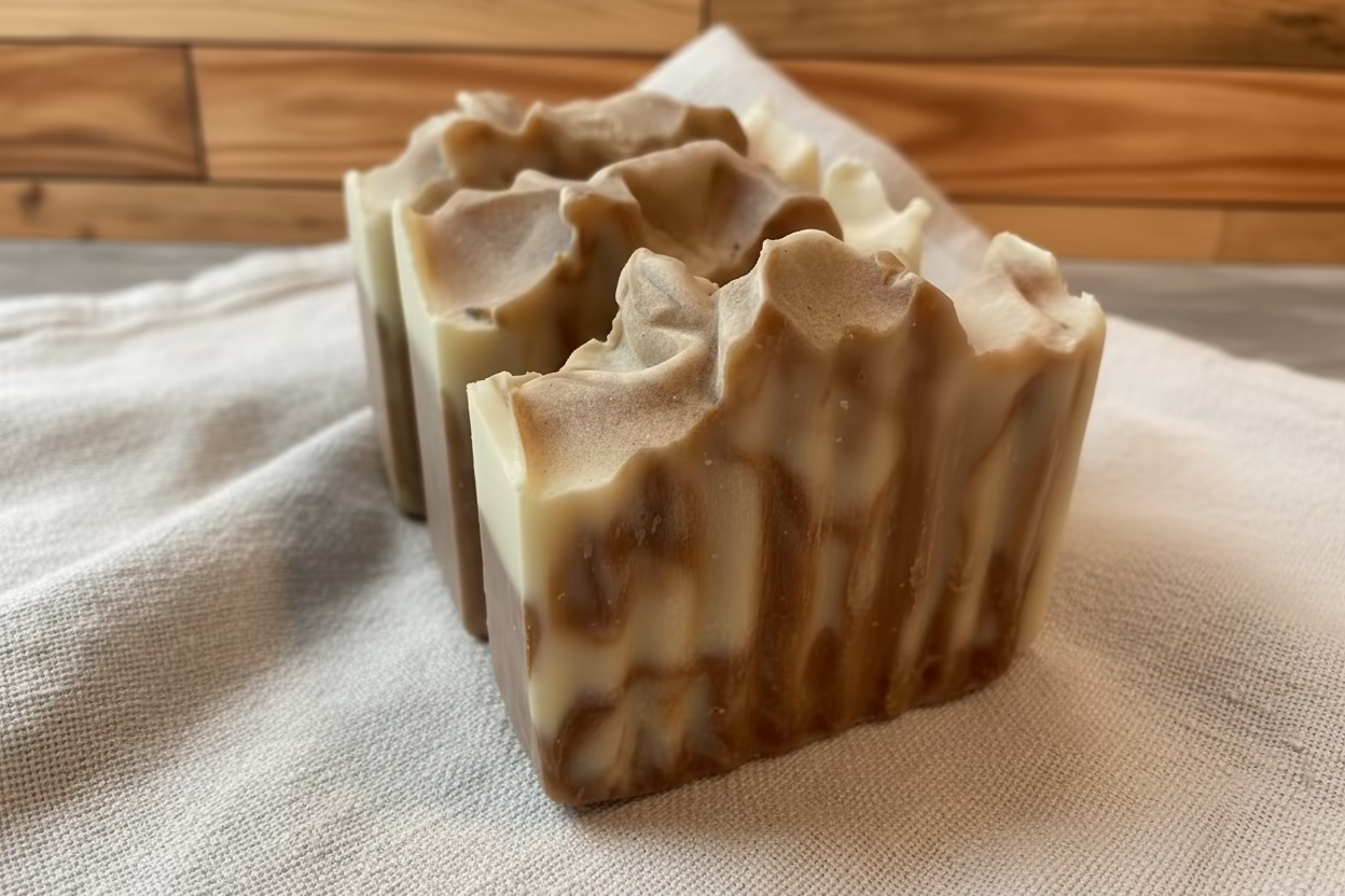 Three soaps on a washcloth