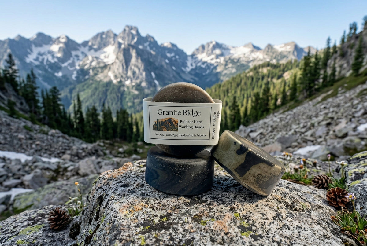 Granite Ridge Working mans soap sitting on a mountain