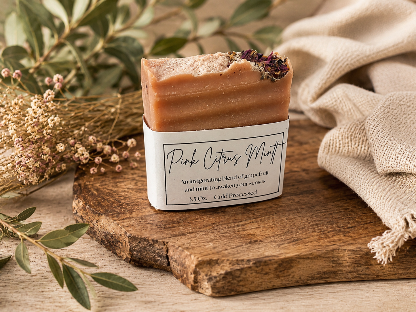 Pink Citrus Mint | Tallow Soap | Grapefruit Mint Cold Process Soap | Handmade Artisan Soap