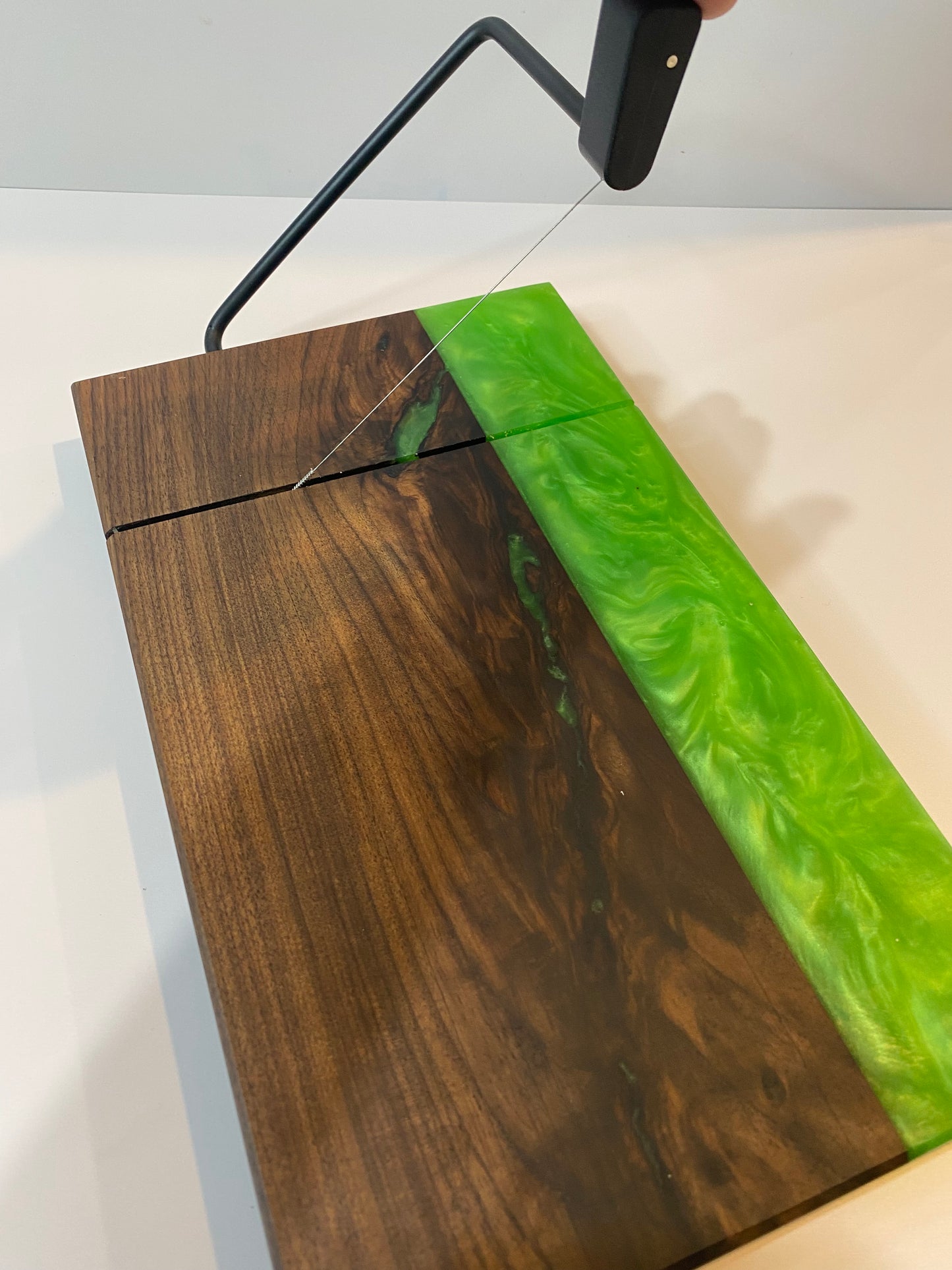 Handcrafted Walnut & Lime Green Resin Cheese Board | Artisan Charcuterie Board | Unique Serving Board | Housewarming Gift