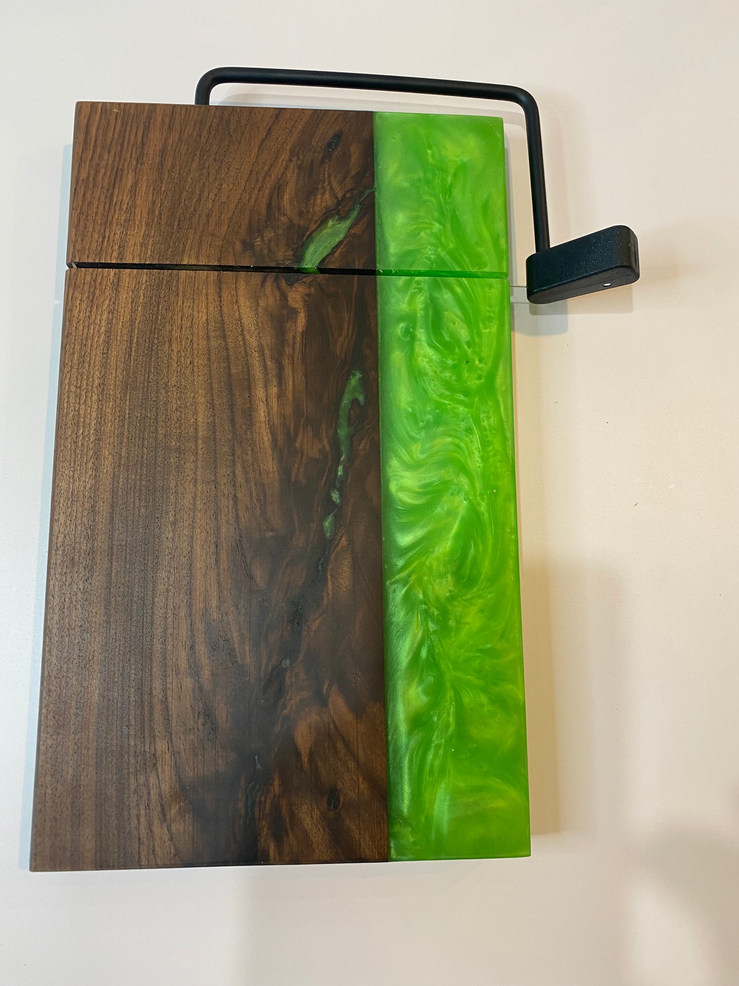 Handcrafted Walnut & Lime Green Resin Cheese Board | Artisan Charcuterie Board | Unique Serving Board | Housewarming Gift