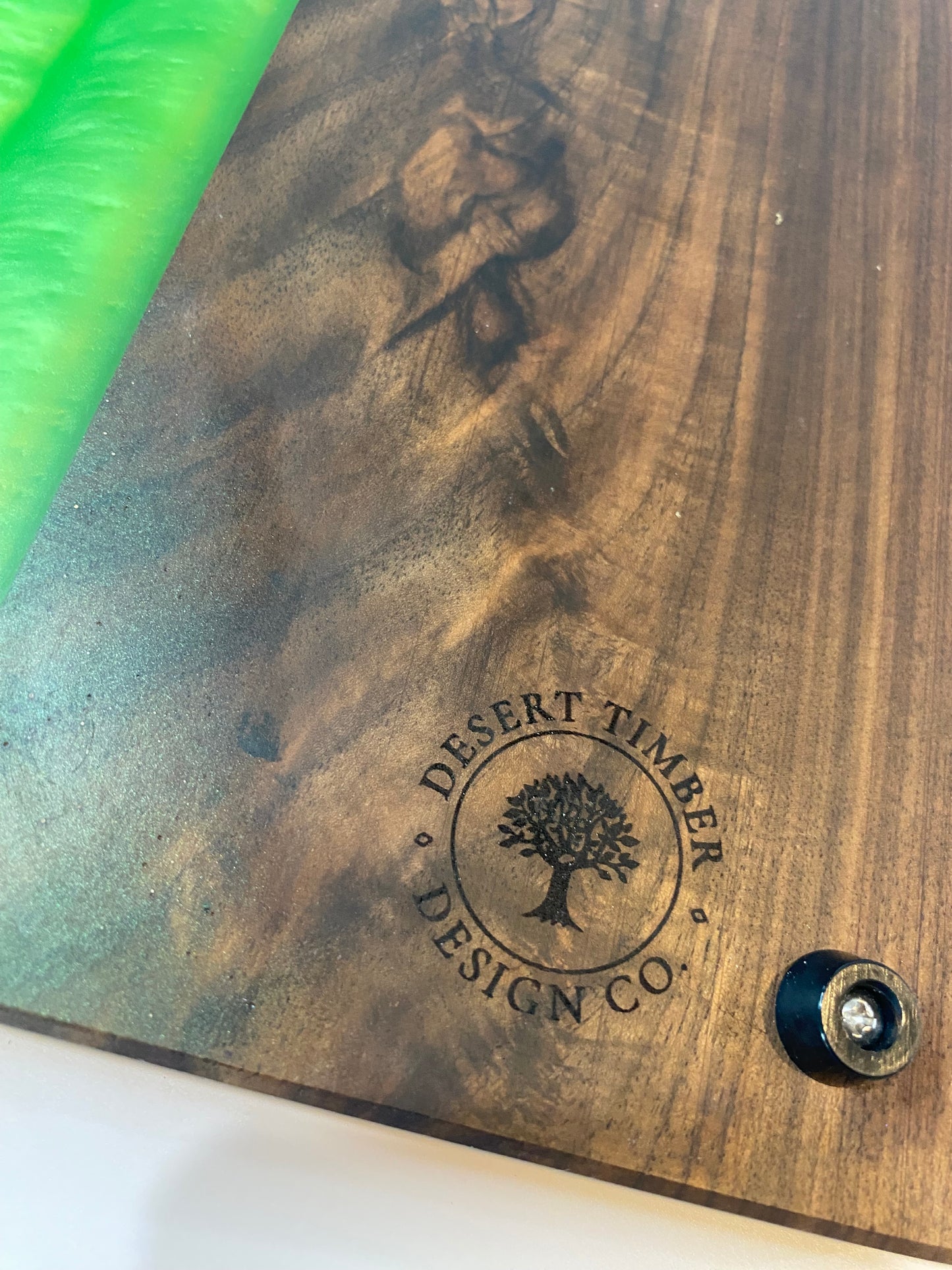 Handcrafted Walnut & Lime Green Resin Cheese Board | Artisan Charcuterie Board | Unique Serving Board | Housewarming Gift