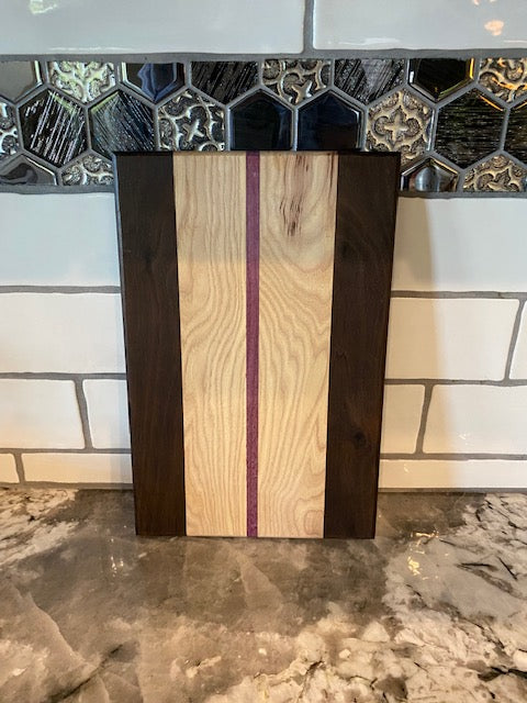 Wood Cutting Board Hickory, Roasted Walnut, Purple Heart