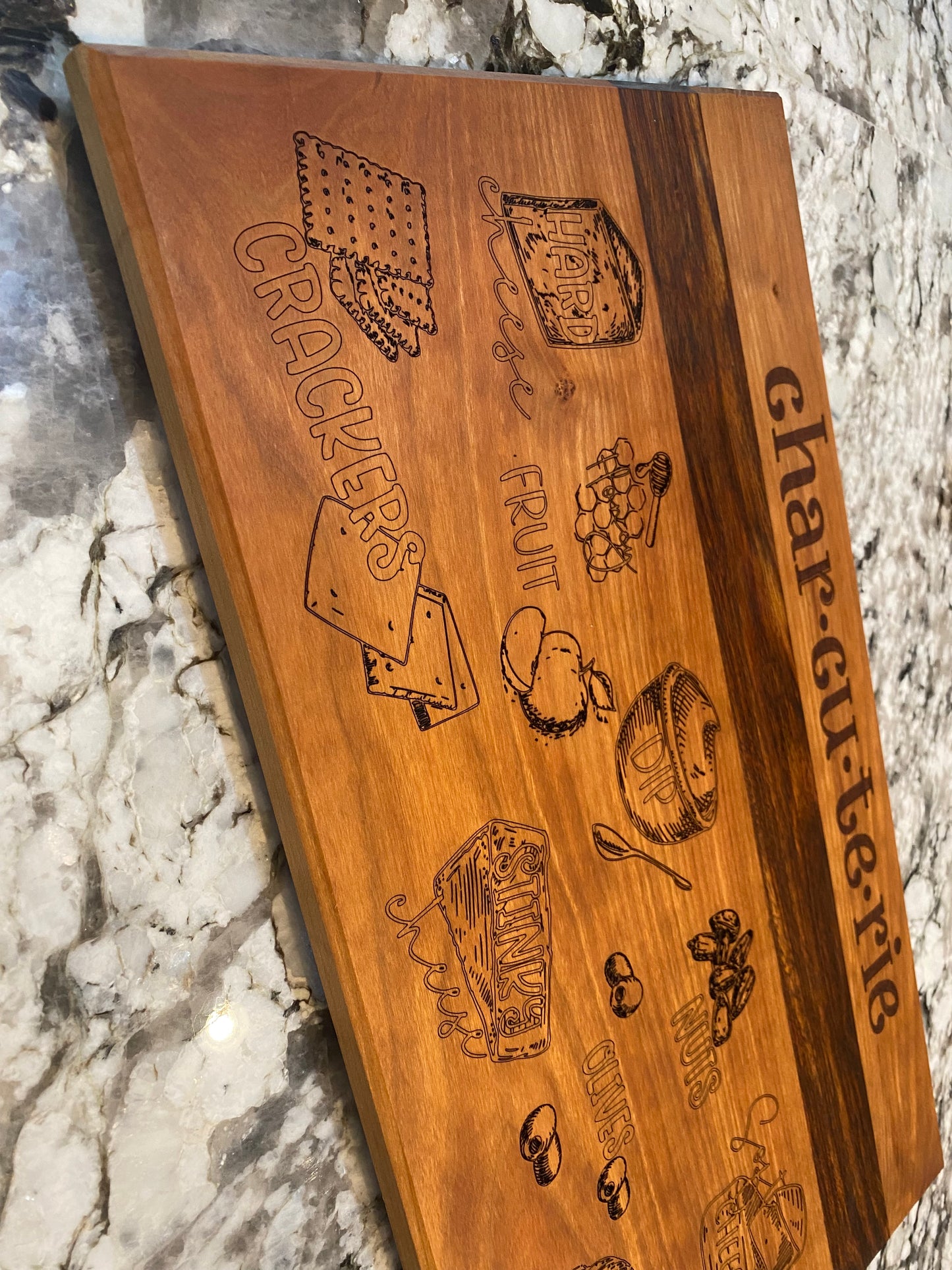 Exotic wood Charcuterie Board Cherry and Caribbean wood