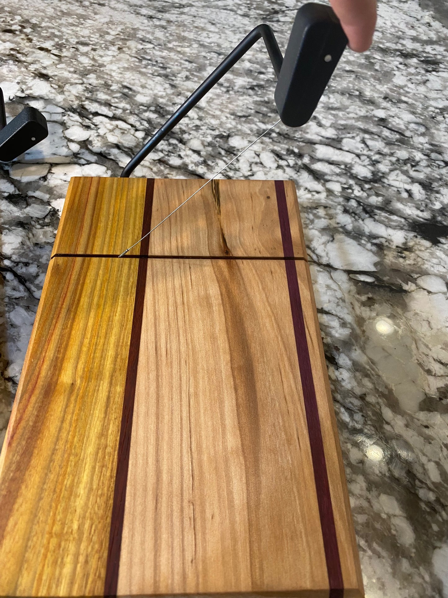 Exotic Wood Cheese Board Cutter with Canary, Purple Heart and Maple