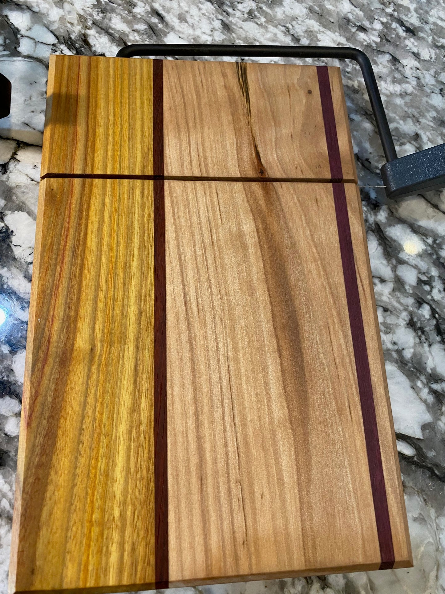 Exotic Wood Cheese Board Cutter with Canary, Purple Heart and Maple