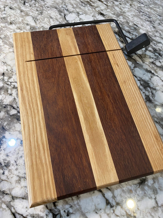 Exotic Custom Cheese Cutter Board made with Granadilla and Hickory