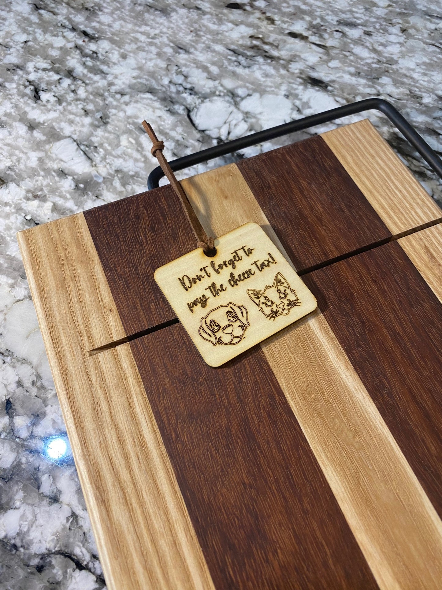 Exotic Custom Cheese Cutter Board made with Granadilla and Hickory