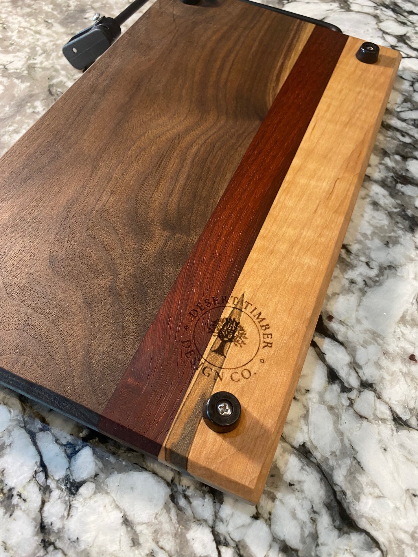 Exotic Wood Cheese Board Cutter with Walnut, Padauk, Maple