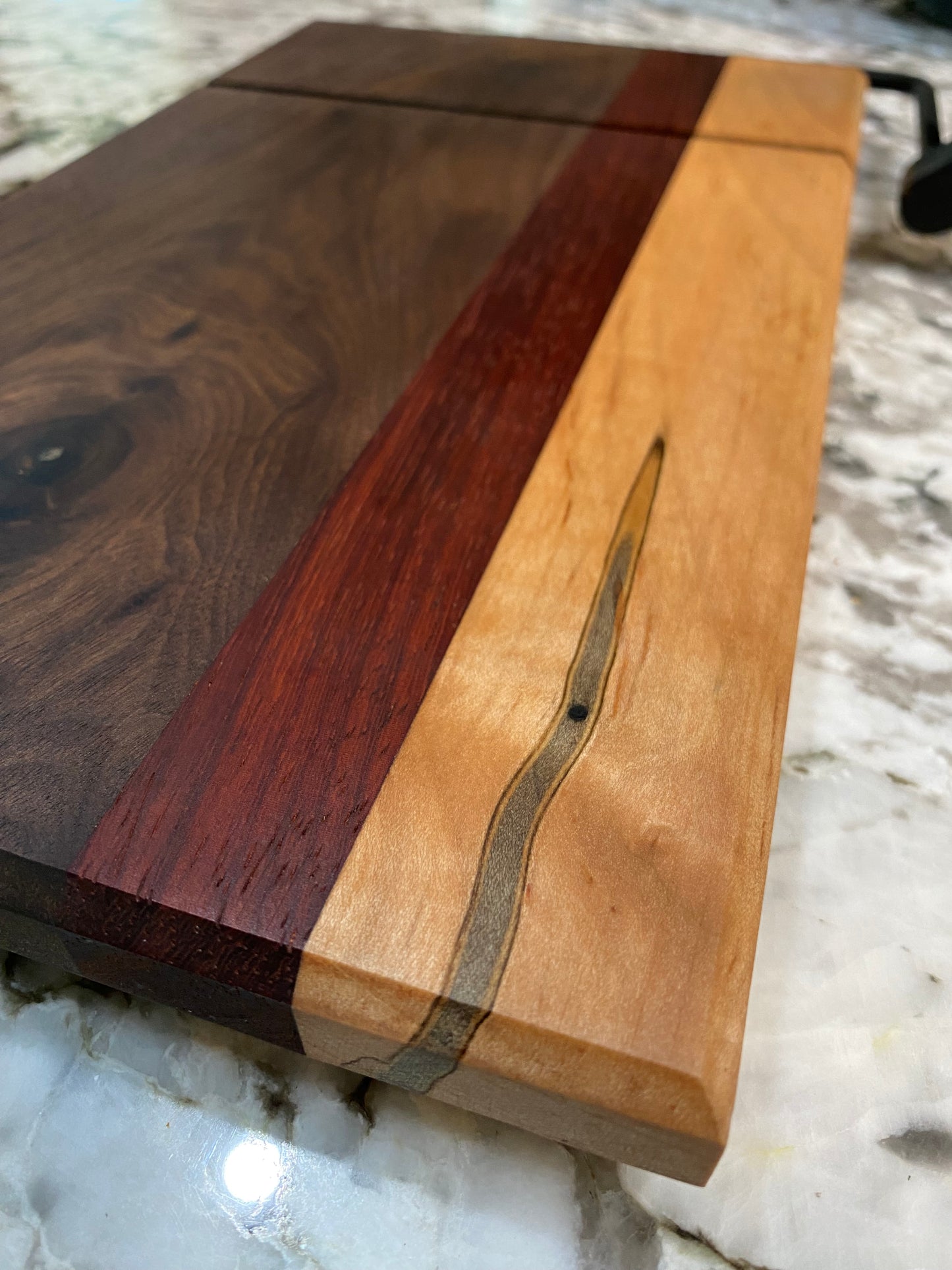 Exotic Wood Cheese Cutter Board made with Walnut, Padauk, Maple