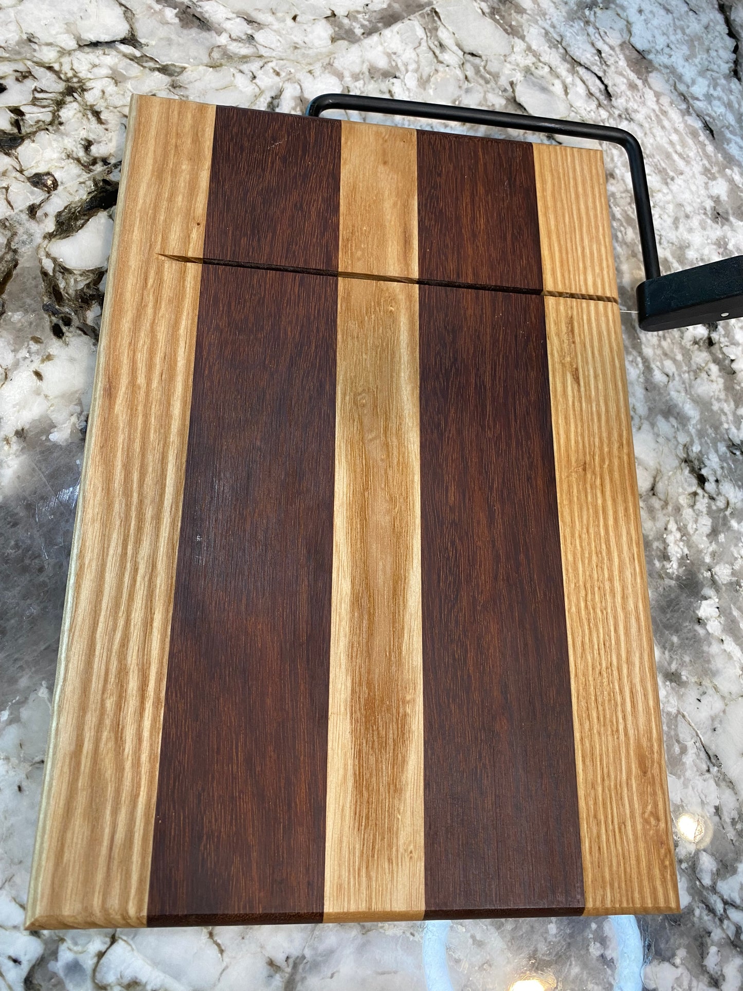 Exotic Custom Cheese Cutter Board made with Granadilla and Hickory