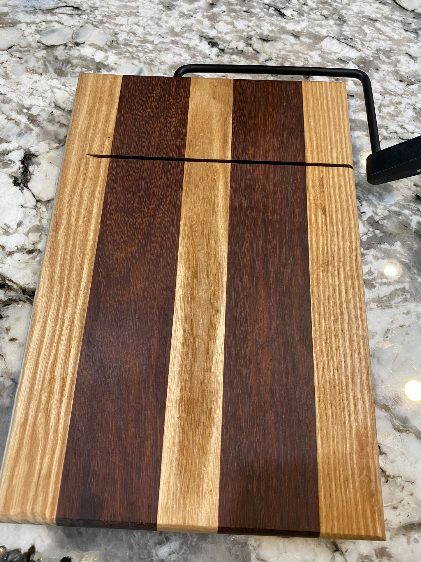 Exotic Custom Cheese Cutter Board made with Granadilla and Hickory