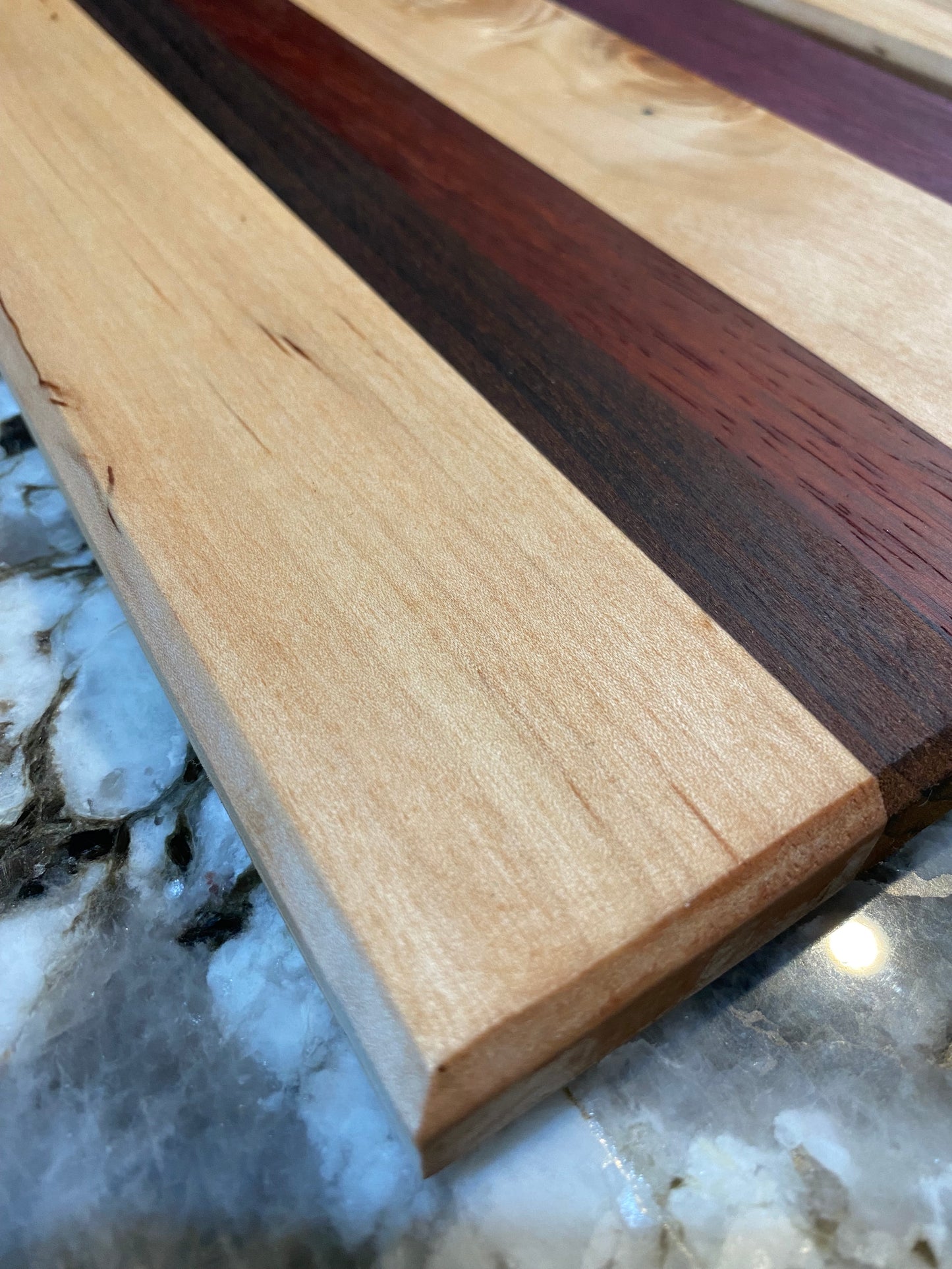 Exotic Wood - 2 piece cutting board set made of Maple, Purple Heart, Wedge, Padauk