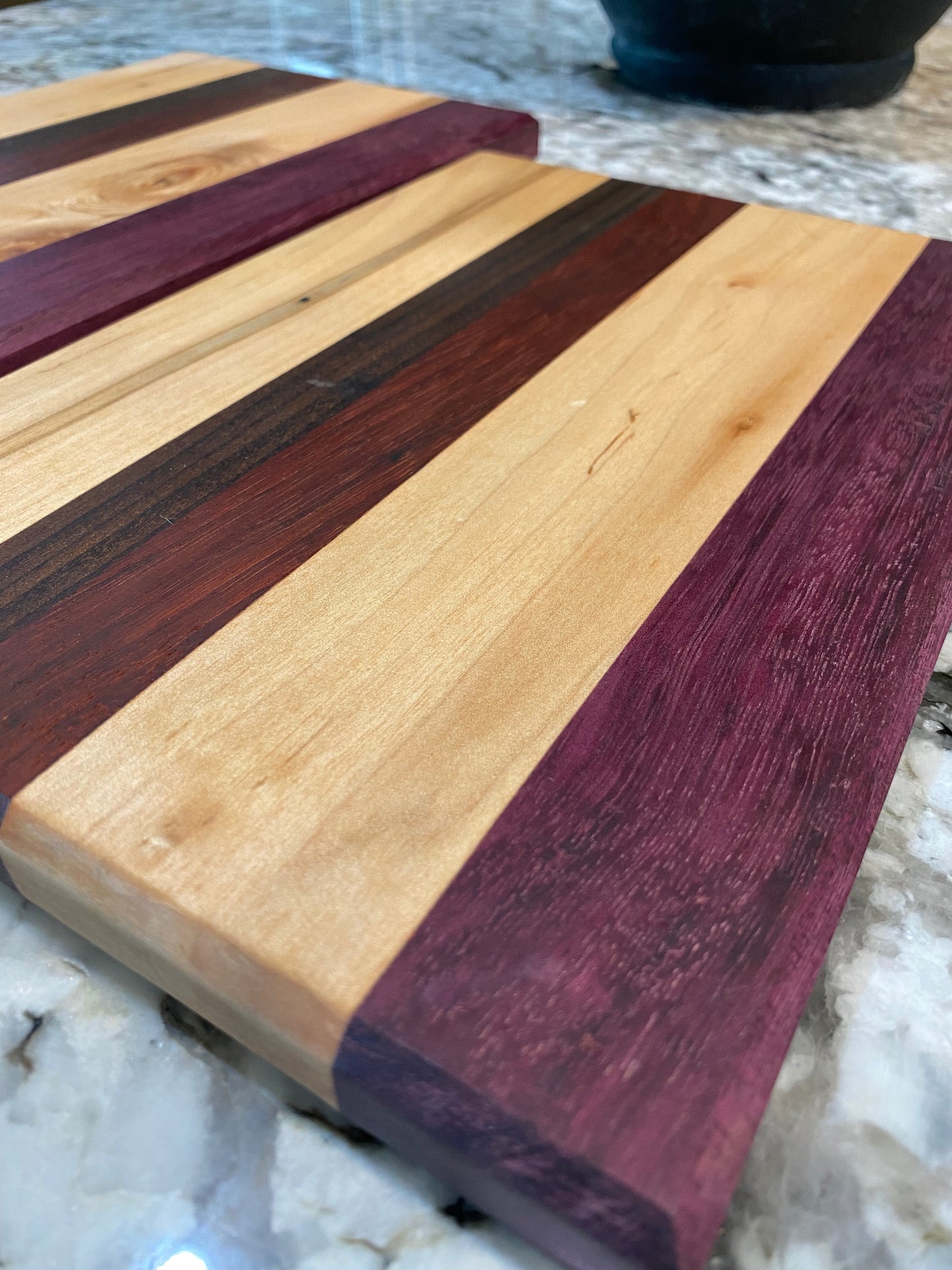 Exotic Wood - 2 piece cutting board set made of Maple, Purple Heart, Wedge, Padauk