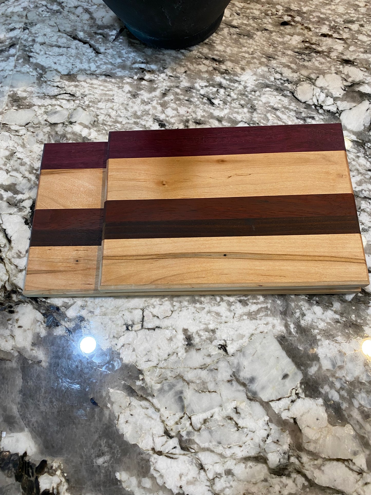 Exotic Wood - 2 piece cutting board set made of Maple, Purple Heart, Wedge, Padauk