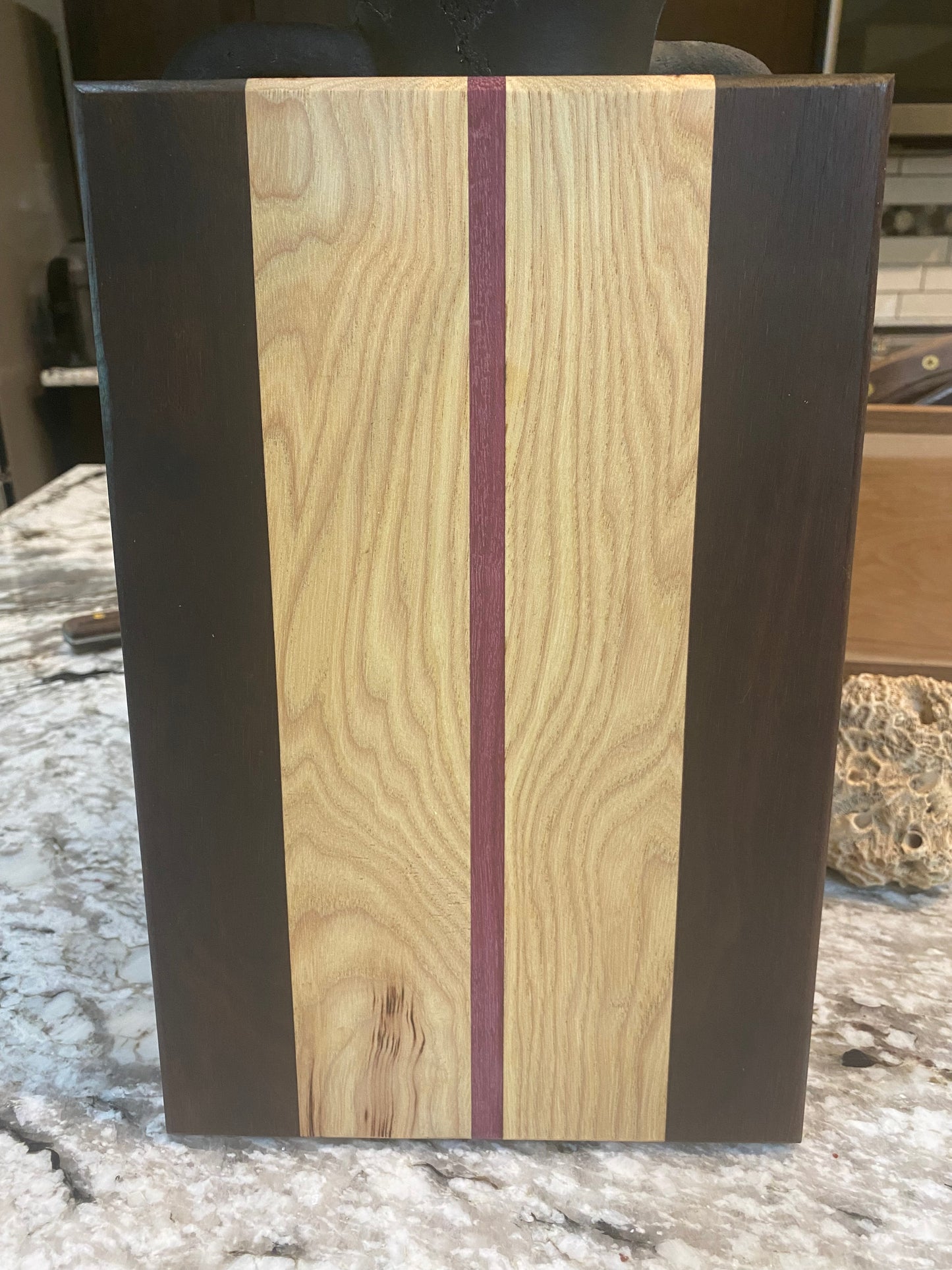 Wood Cutting Board Hickory, Roasted Walnut, Purple Heart