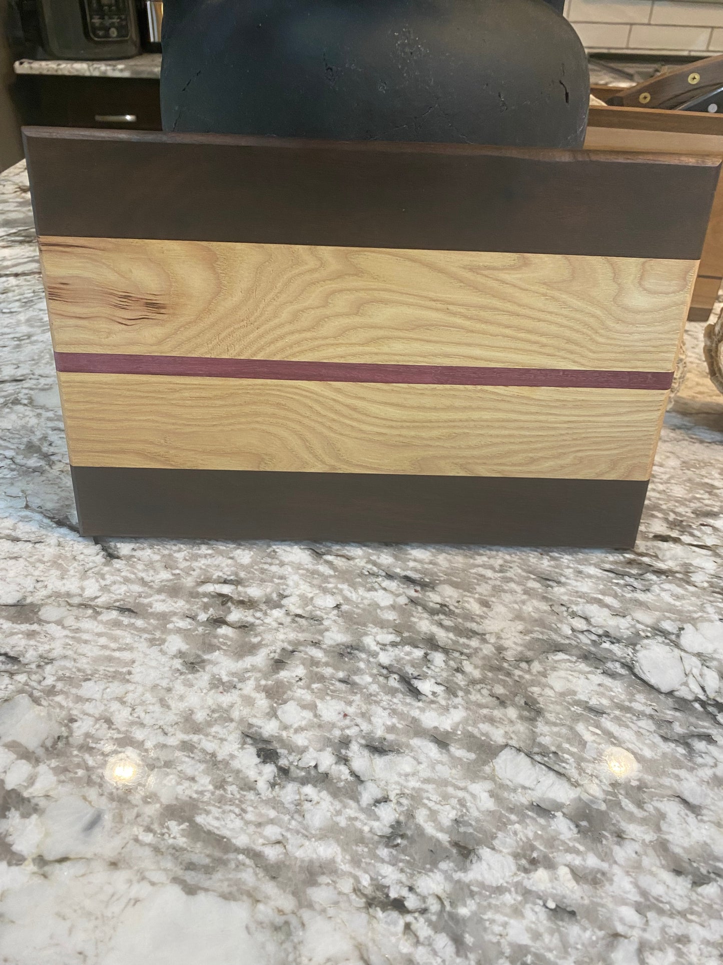 Wood Cutting Board Hickory, Roasted Walnut, Purple Heart